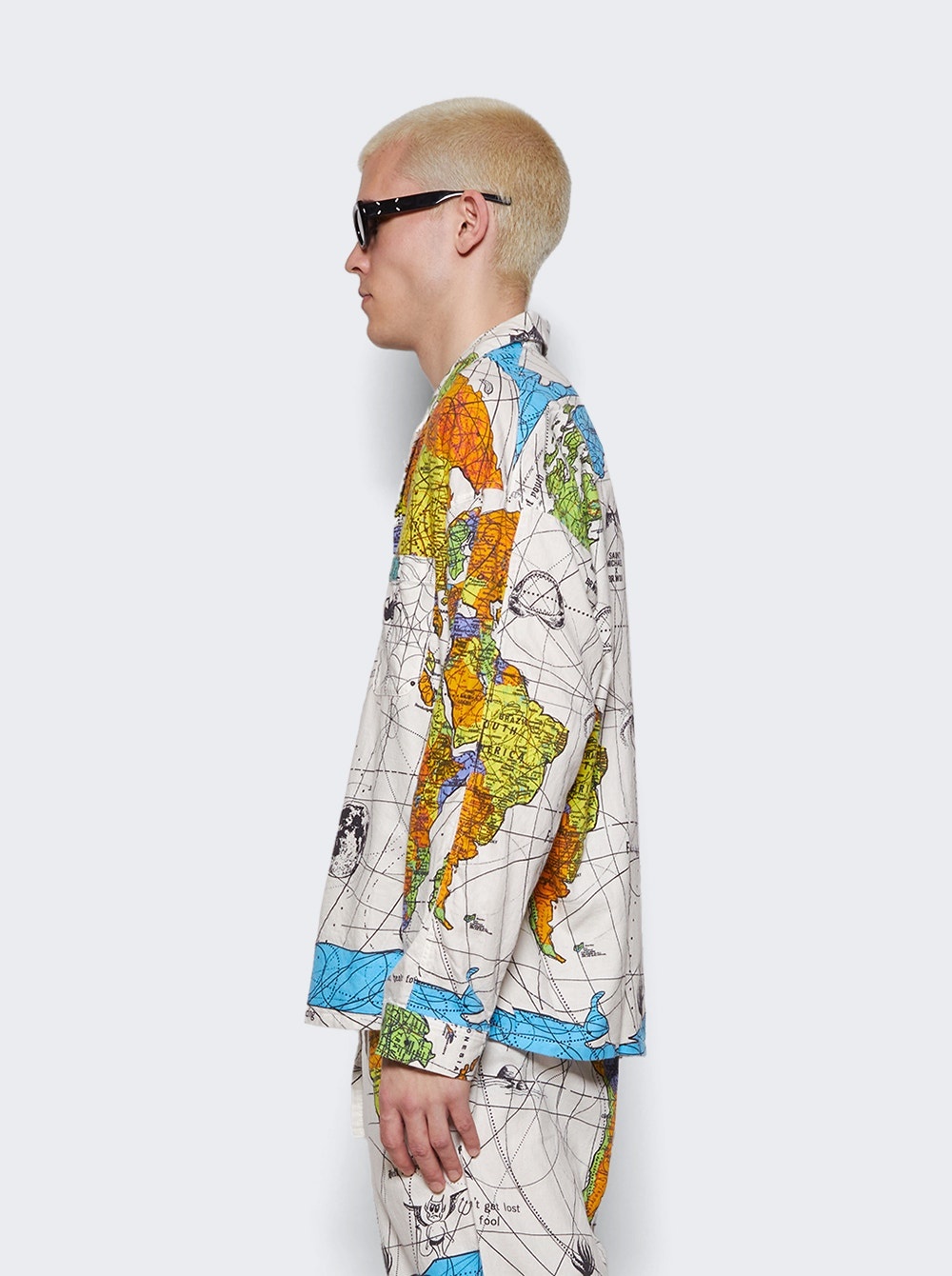 X DR WOO Pajama World Map Shirt White - 4