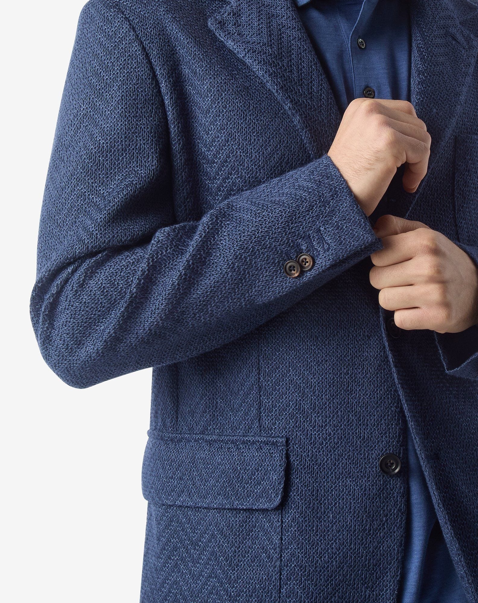 Navy blue linen jersey jacket - 5