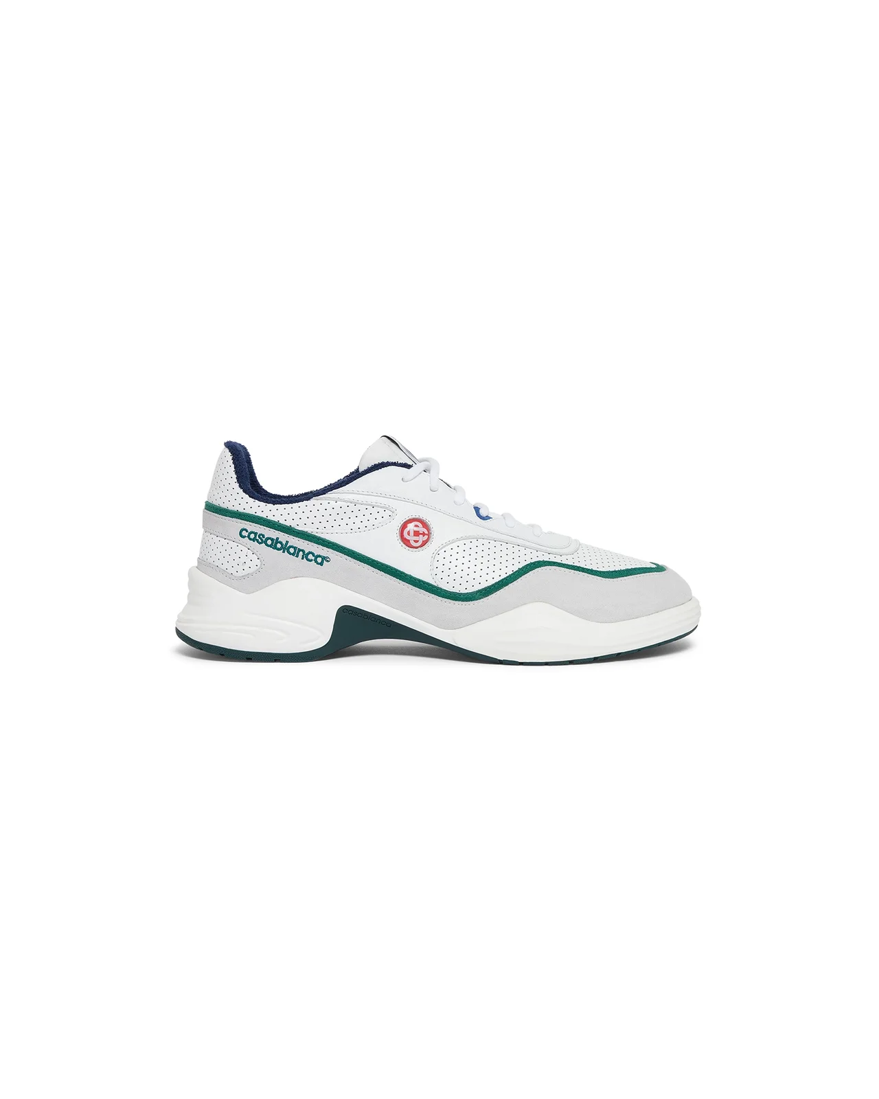 Women's White and Green Court Championship Sneaker - 1