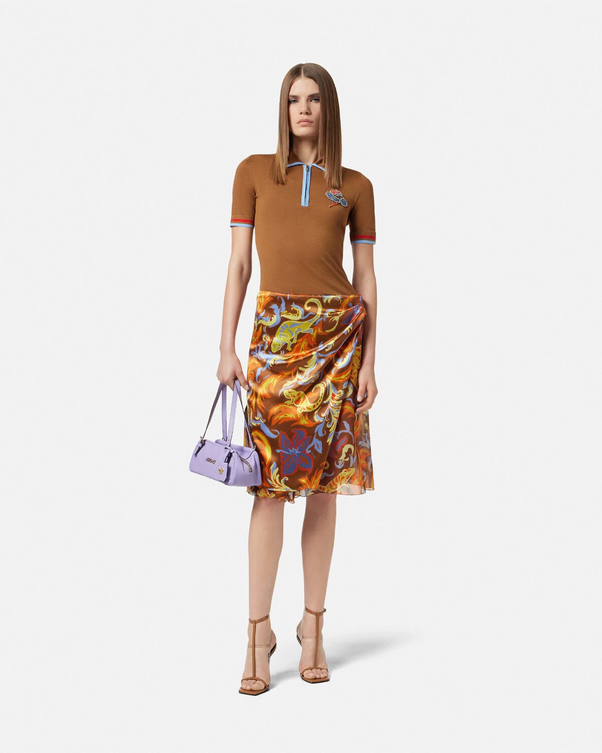 Exotic Barocco Silk A-Line Midi Skirt - 2