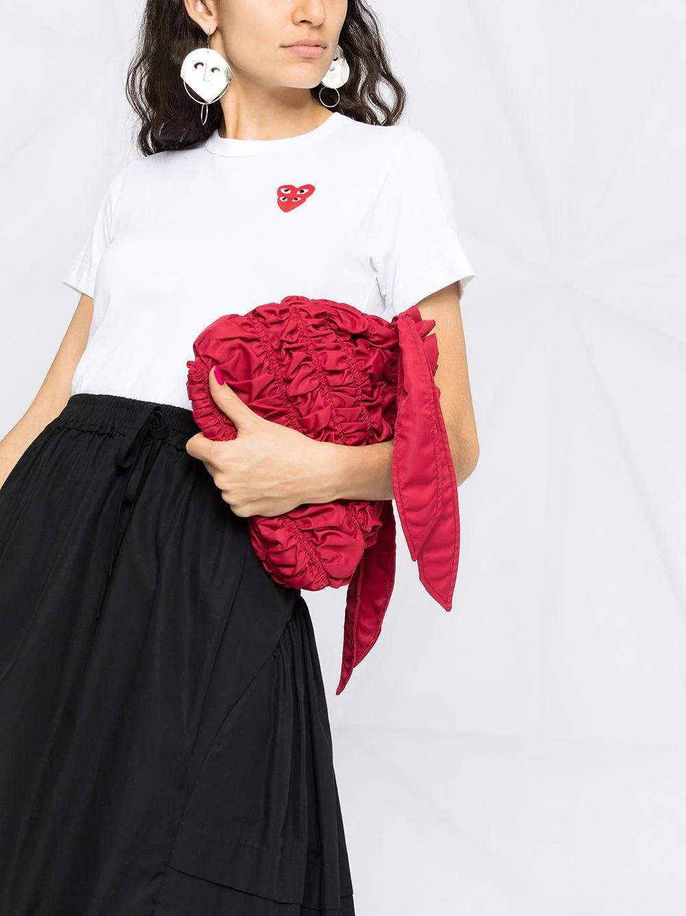 double heart embroidered T-shirt - 5