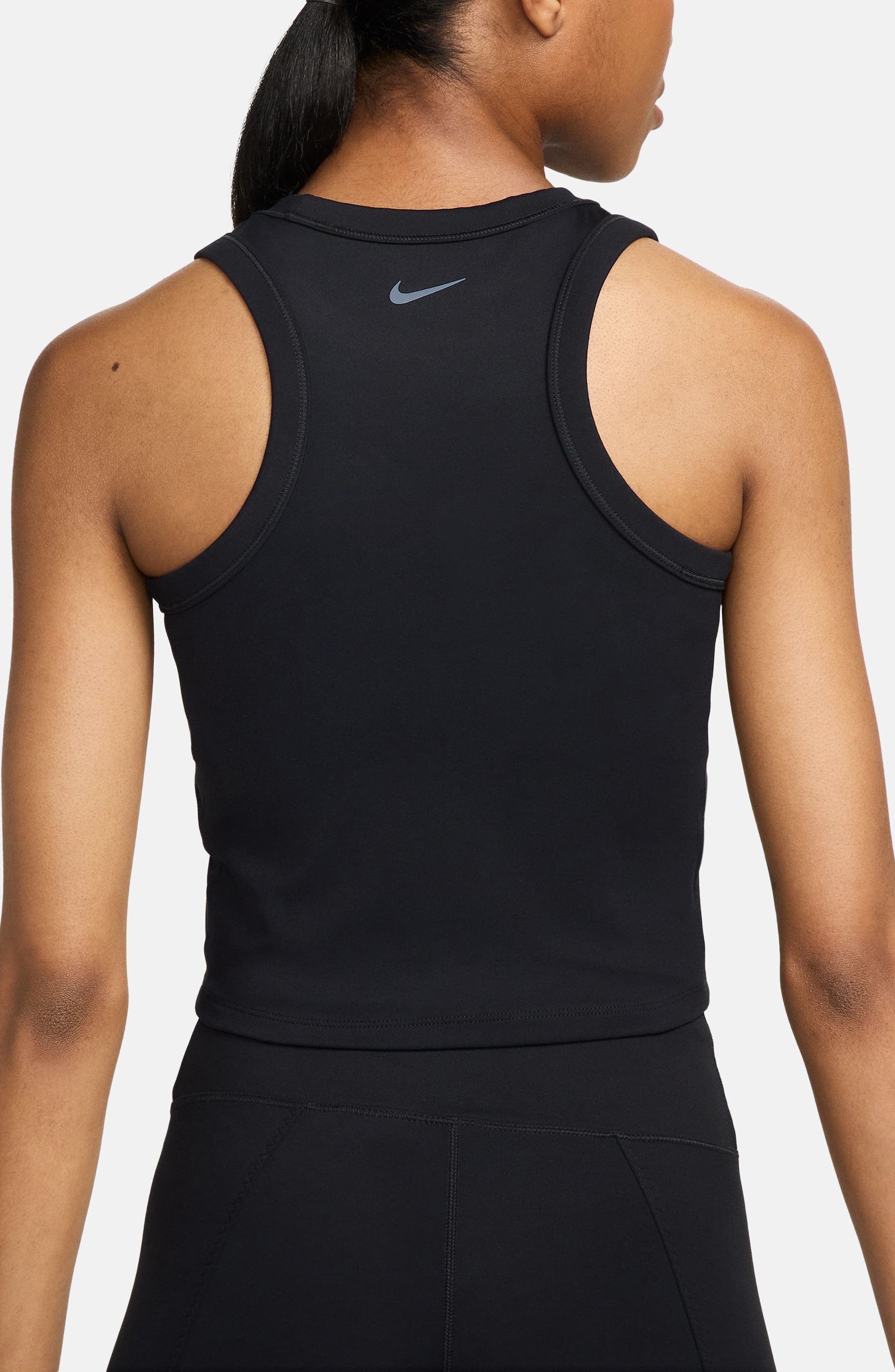 Nike One Fitted Dri-FIT Cropped Tank Top in Black/Black at Nordstrom - 2