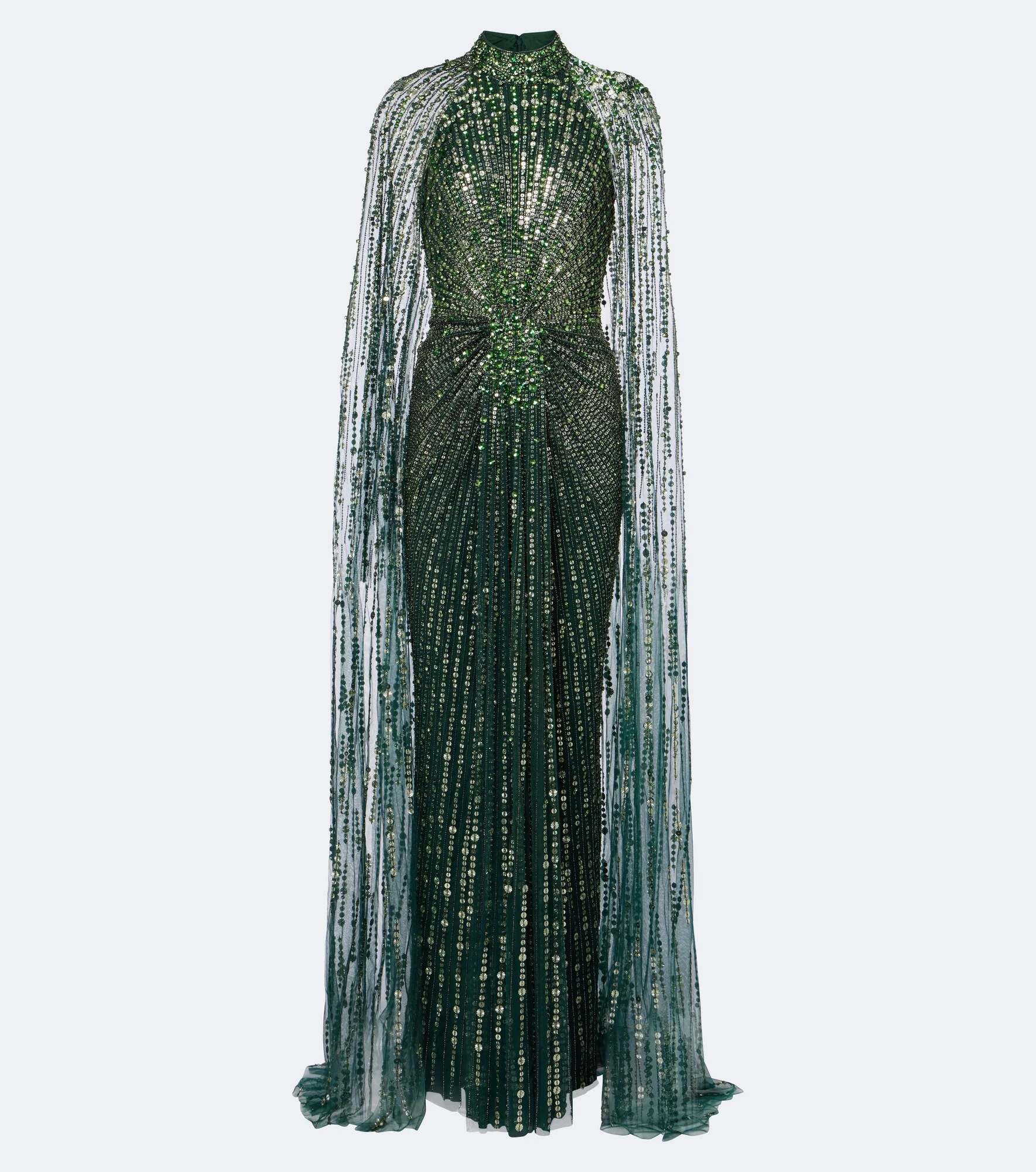 Cairo embellished gathered caped gown - 1