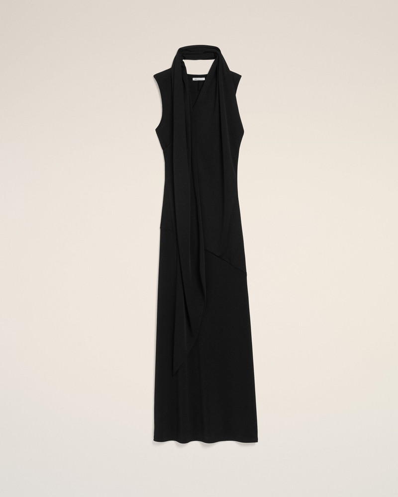 BLACK JERSEY MAXI LAVALLIERE DRESS 1