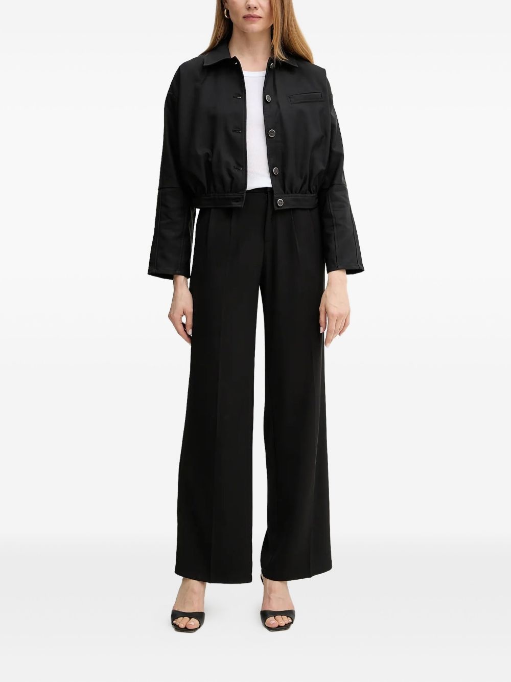 button-fastening cinched jacket - 2