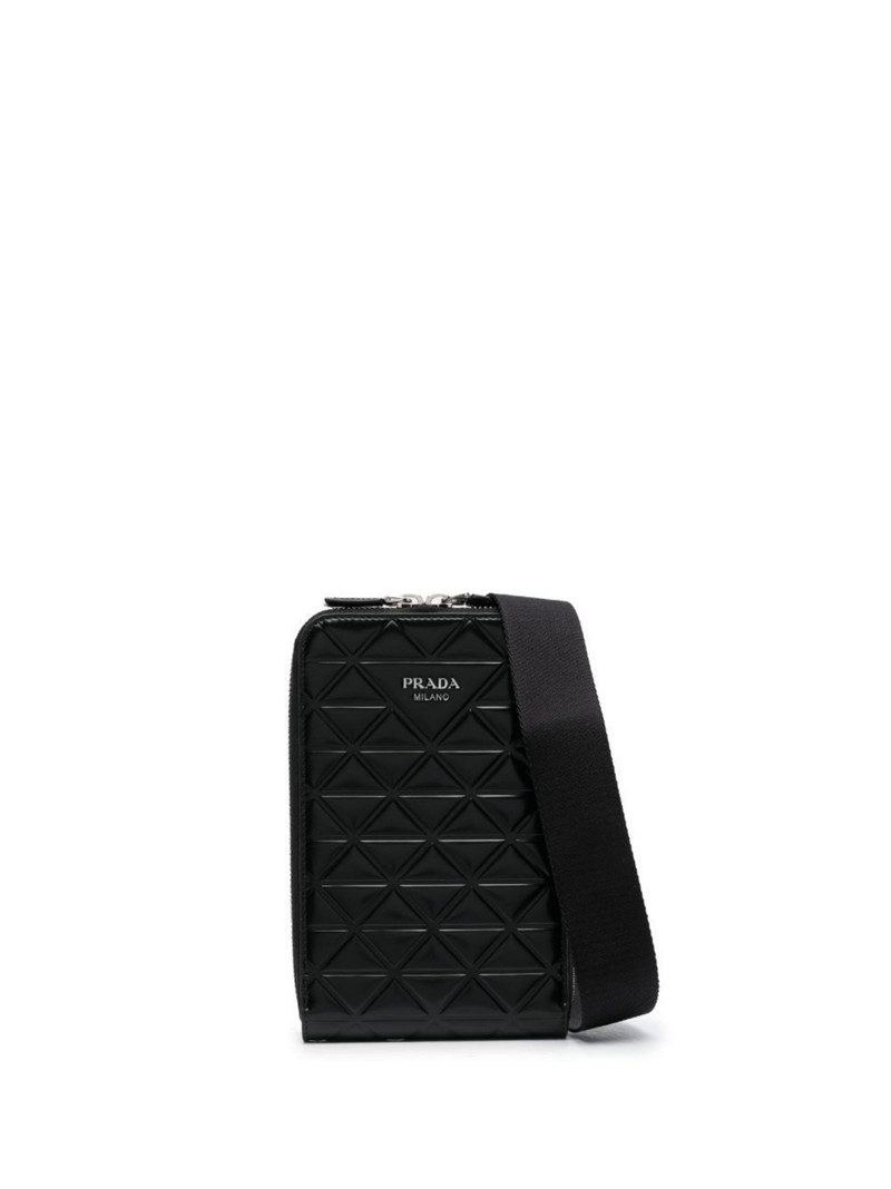 Prada triangle-logo leather phone case outlook