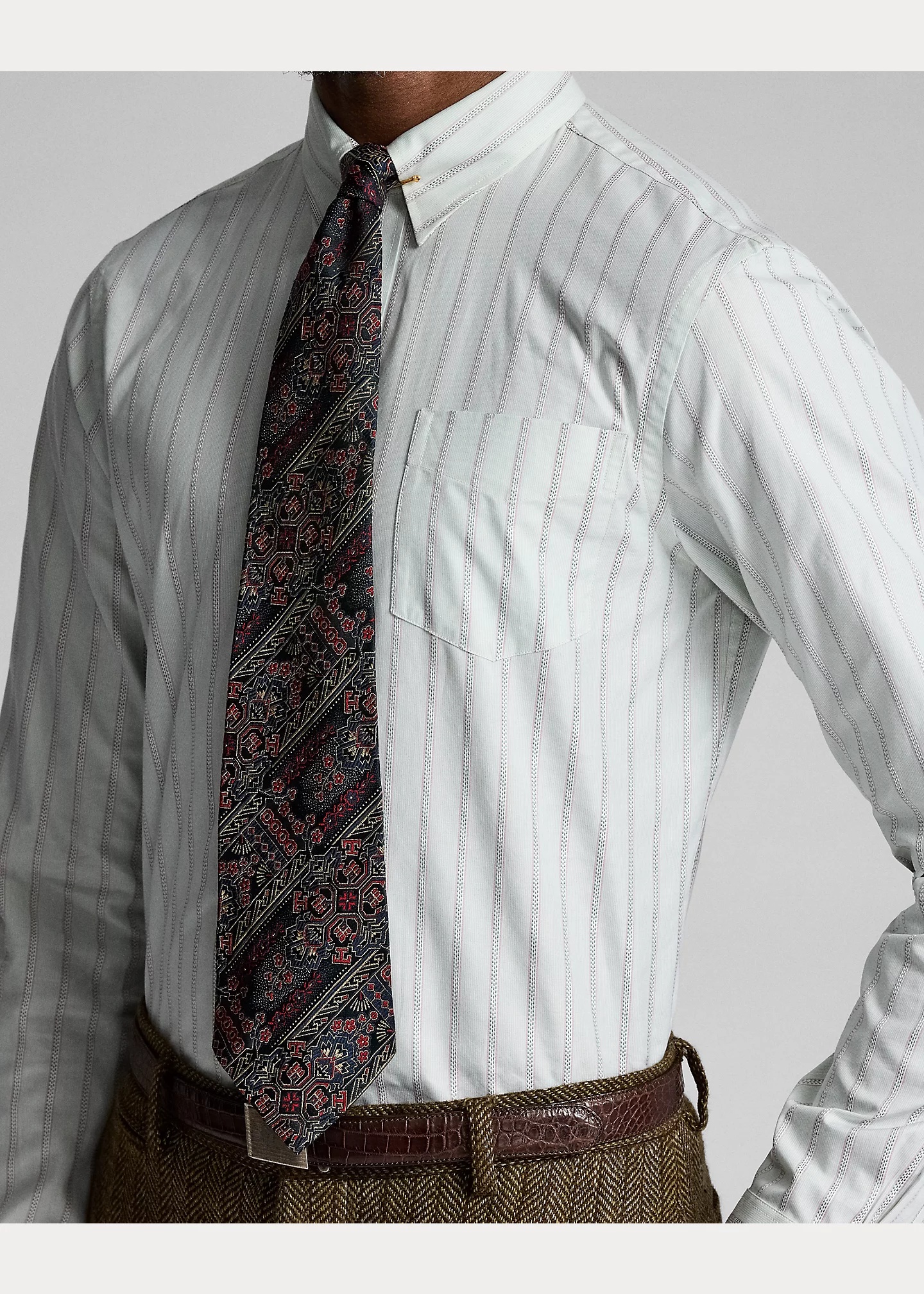 Slim Fit Striped Dobby Shirt - 5