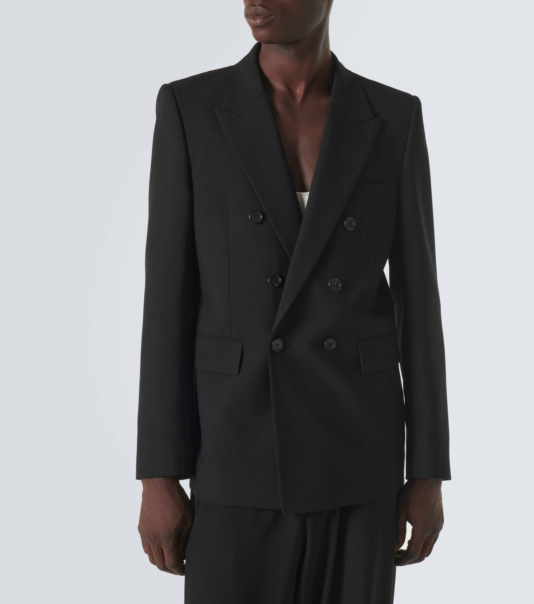 Double-breasted wool blazer - 3