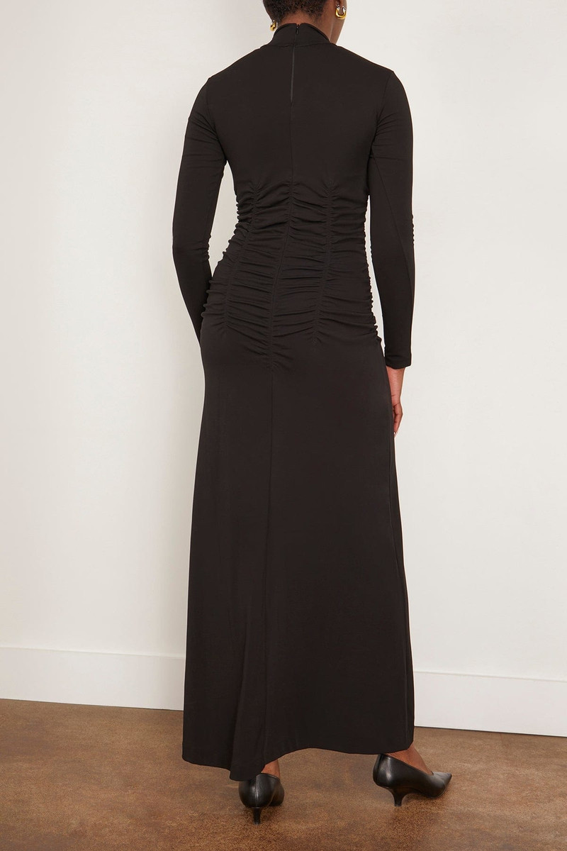 High Neck Ruche Dress in Black 4