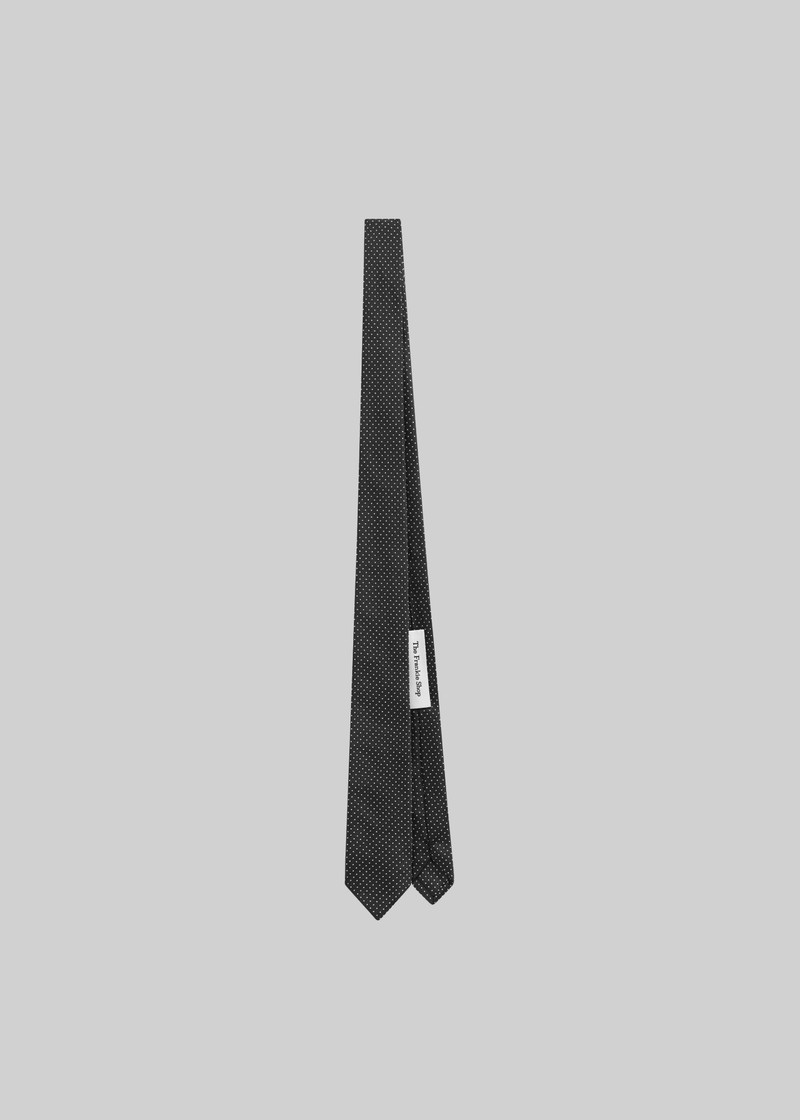 Lene Dotted Jacquard Tie - Black/White - 1