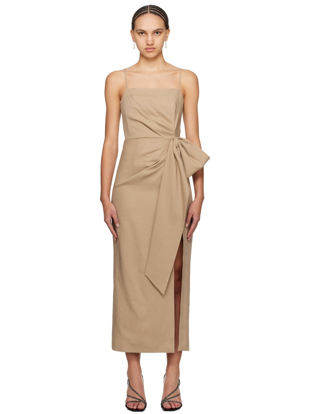 Tan Flamed Maxi Dress - 1