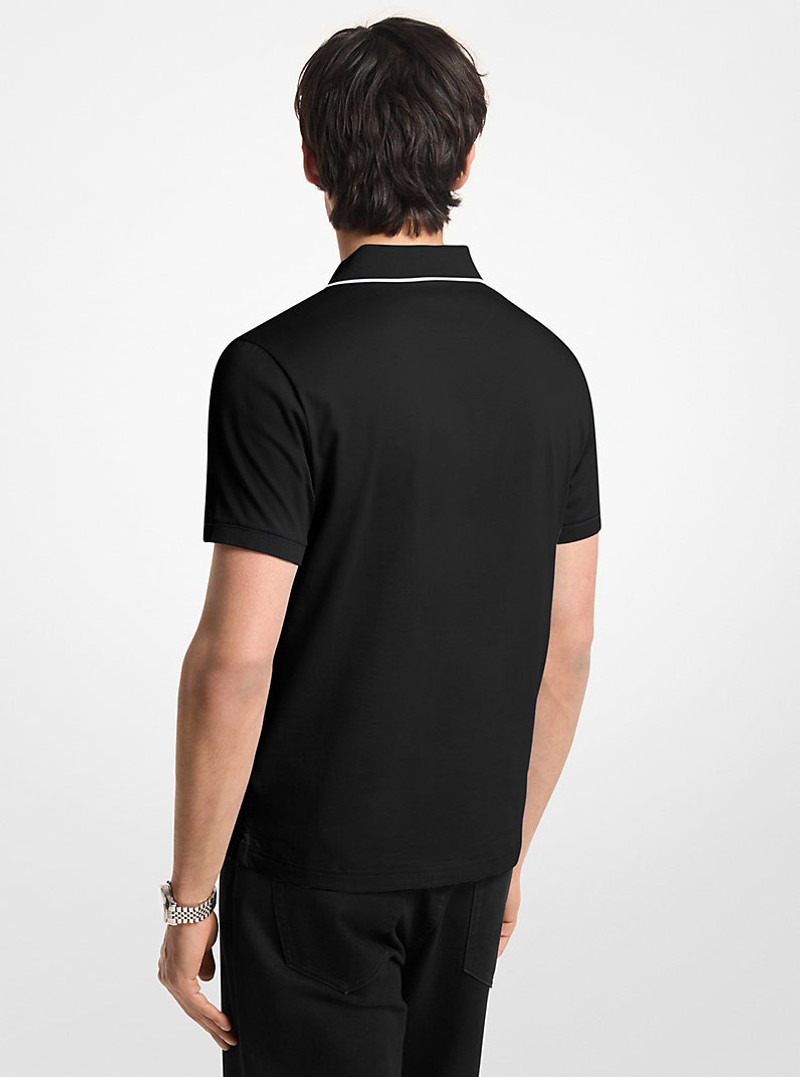 MICHAEL KORS Logo Trim Cotton Jersey Polo Shirt outlook