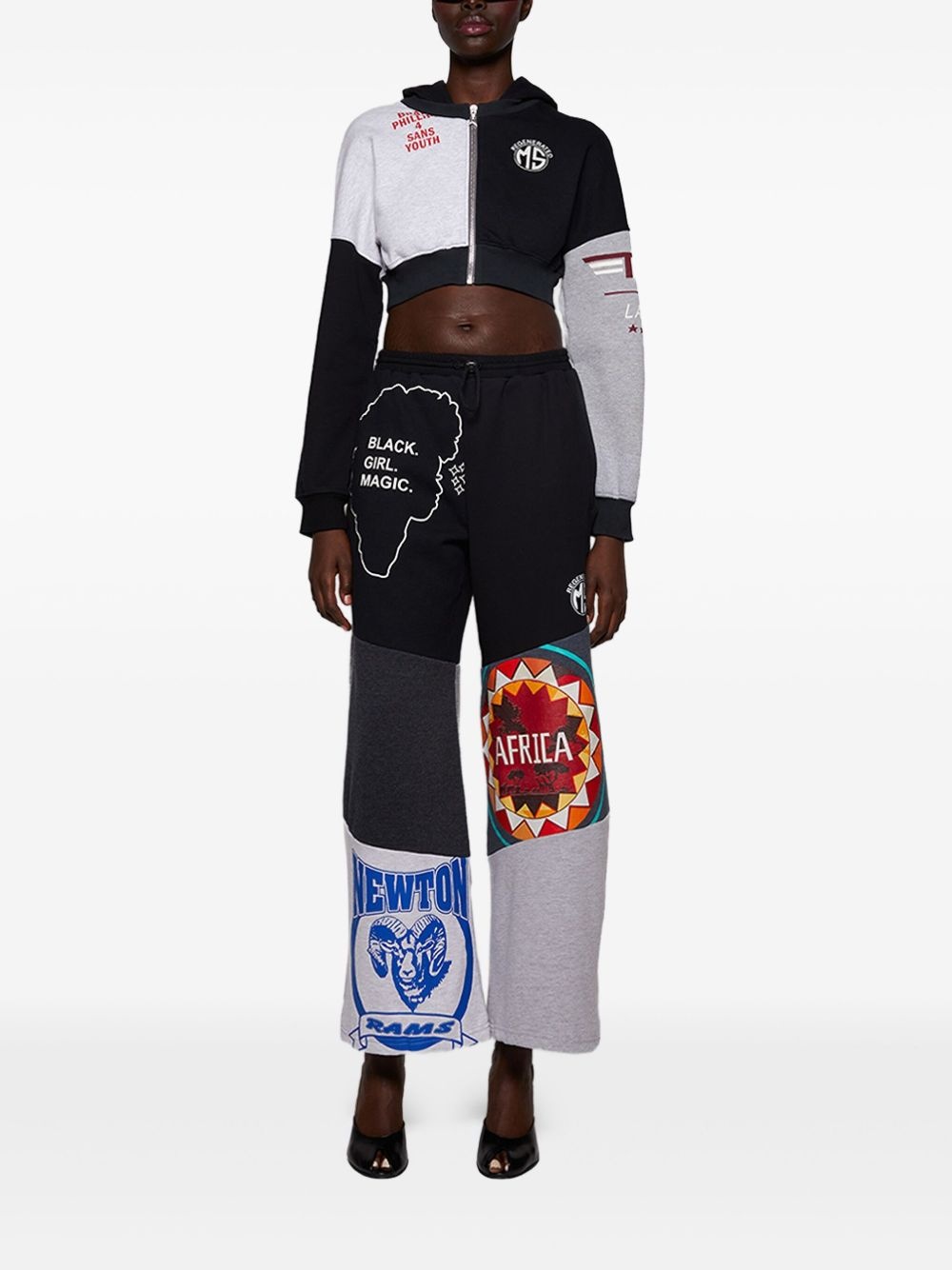 upcycled graphic sweat pants - 2