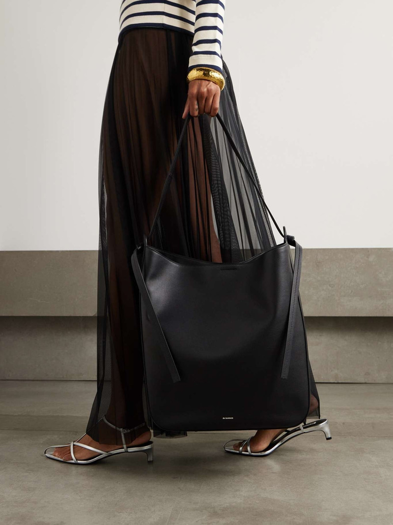 Jil Sander Knotted leather shoulder bag Black outlook