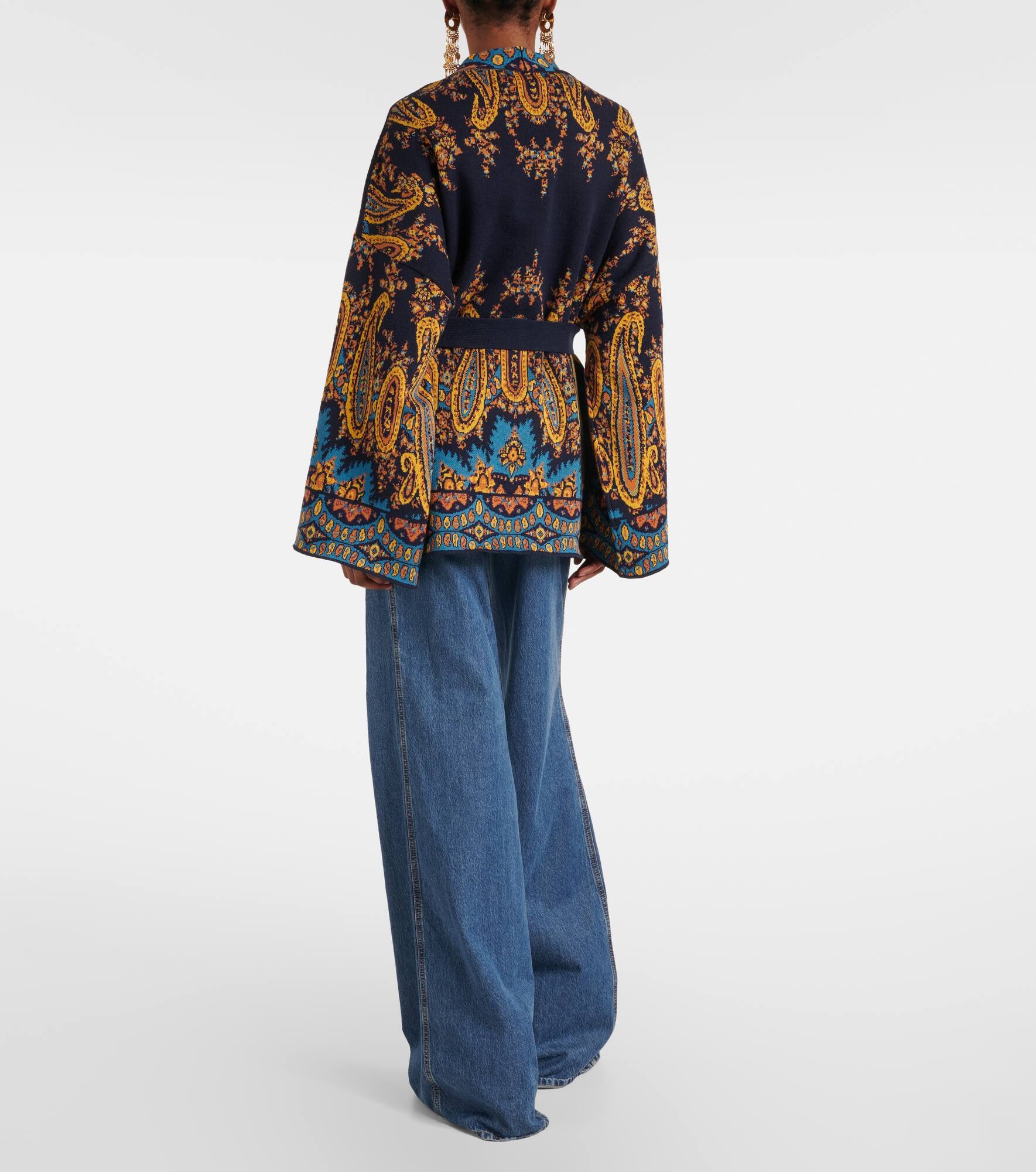 Jacquard cotton-blend wrap cardigan - 3
