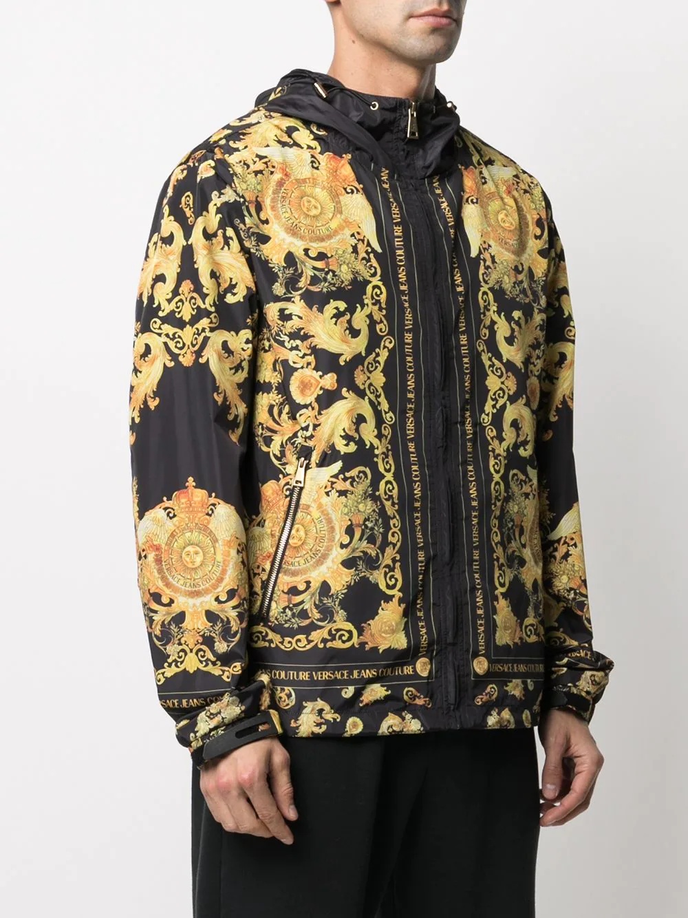 baroque-print hooded windbreaker - 3