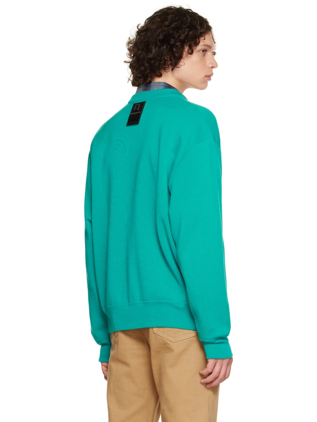 Blue Leather Label Cardigan - 3