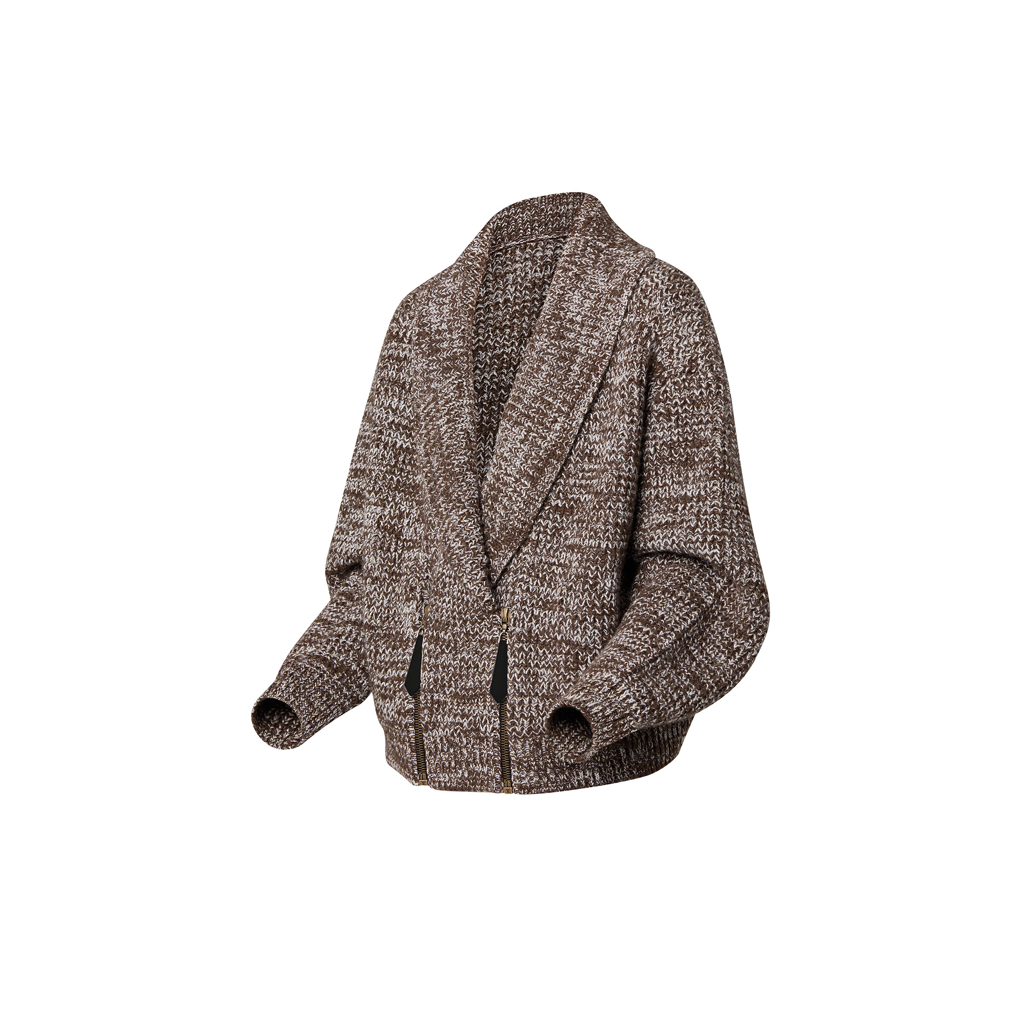 Zip-Up Shawl Collar Cardigan - 2