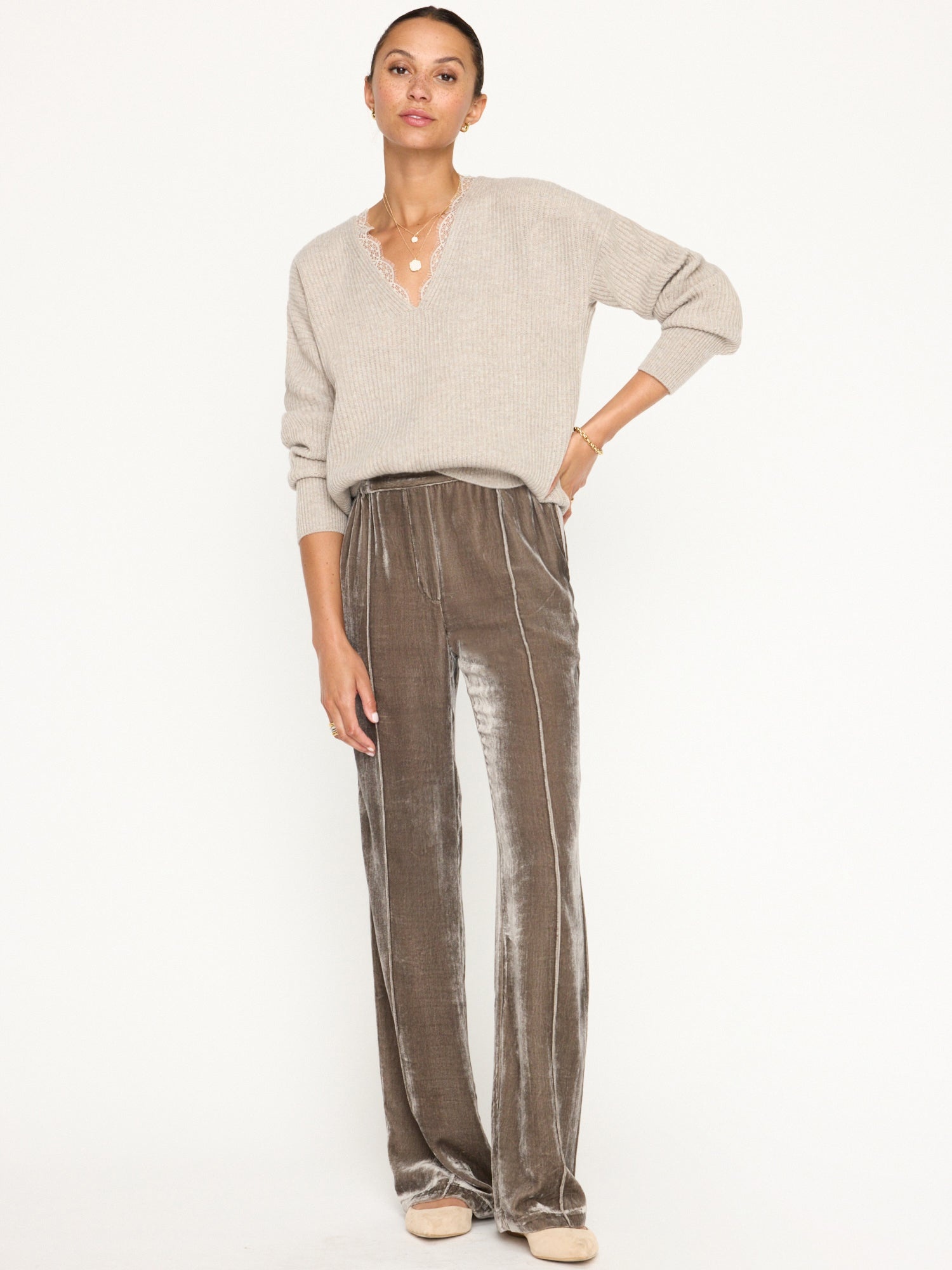 The Ava Lace V Neck Sweater - 7