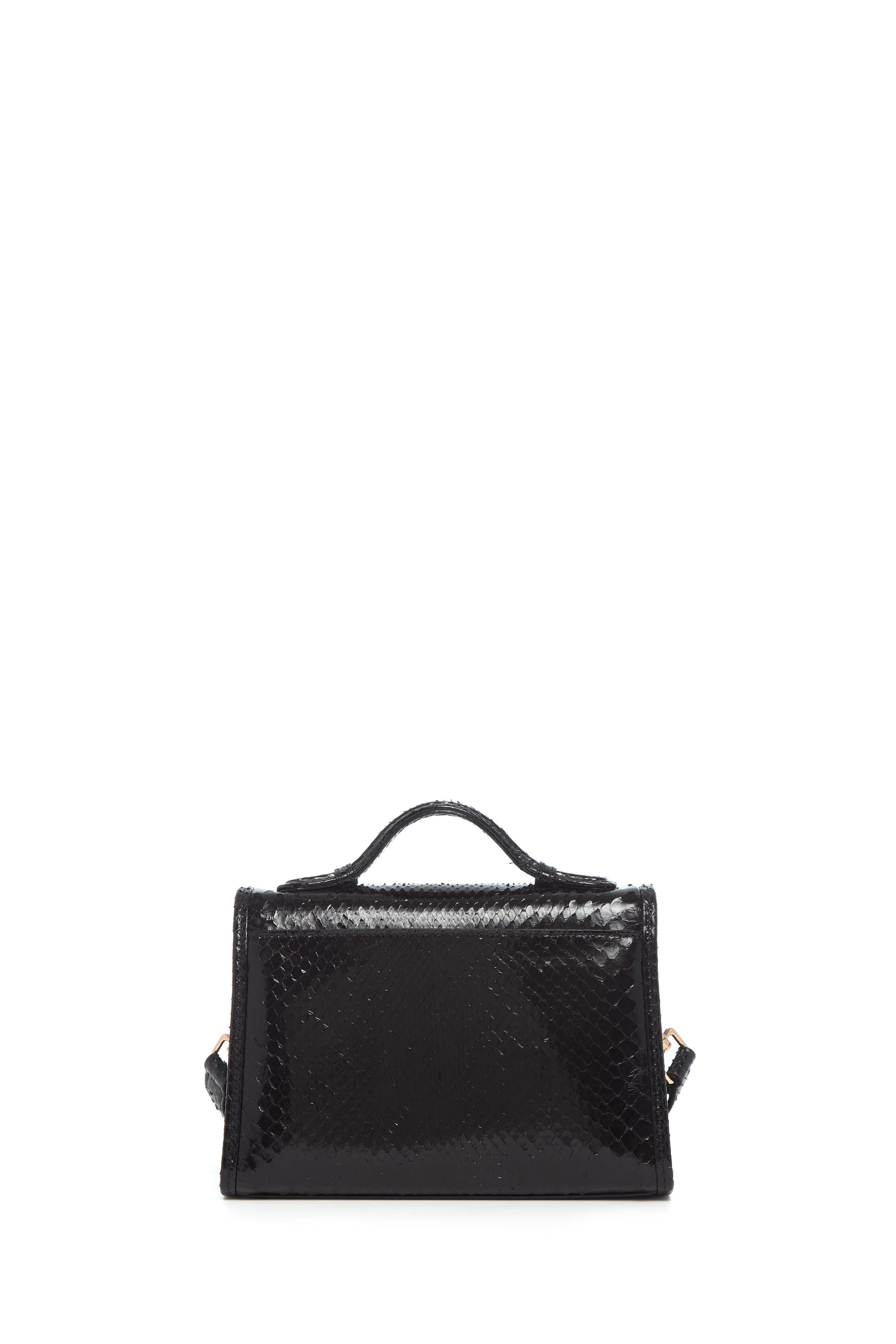 Small Leonora Flap Bag in Black Snakeskin with Sunglasses Pouch - 5