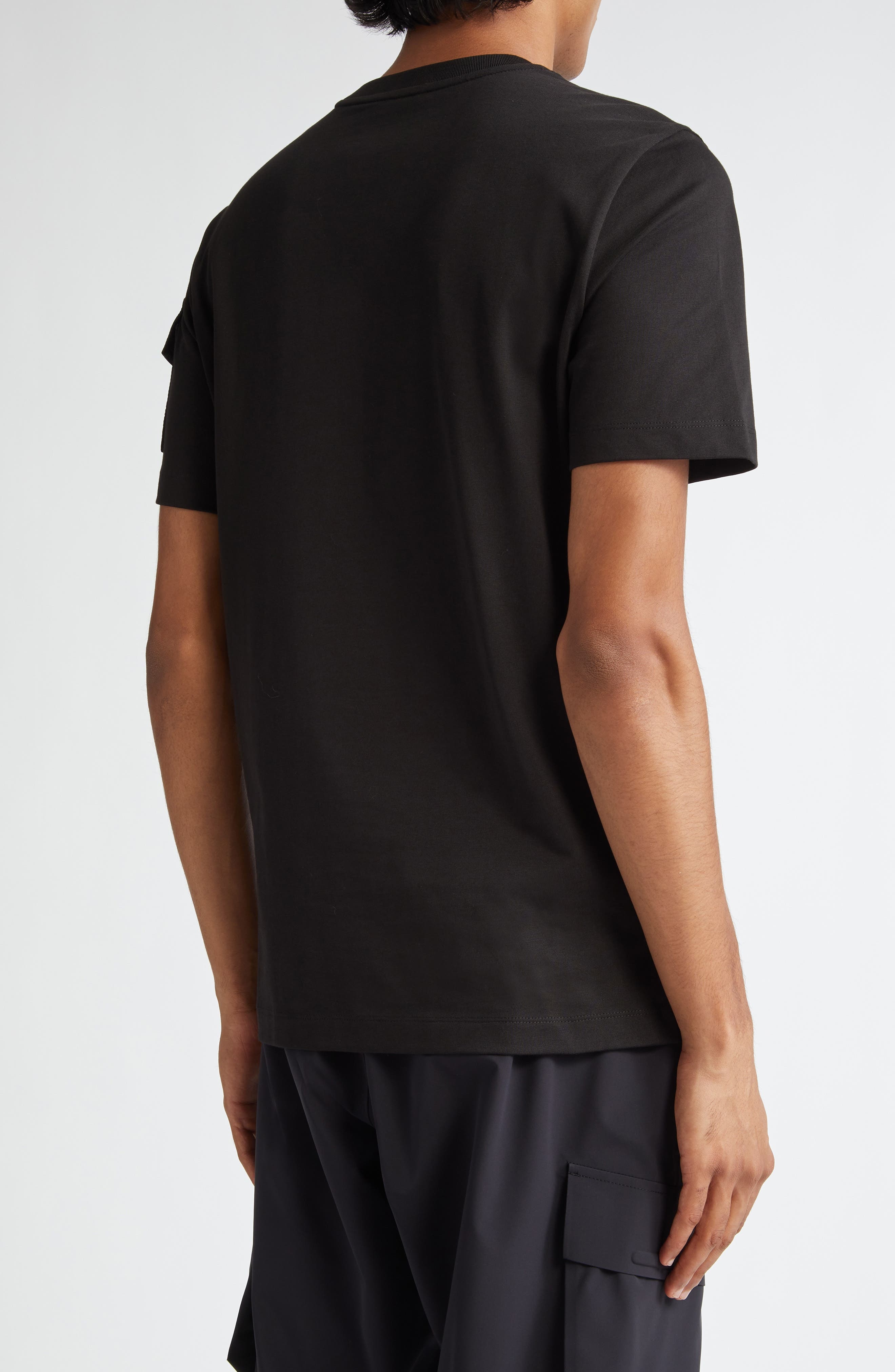 Moncler Logo Pocket Cotton T-Shirt in Black at Nordstrom - 3