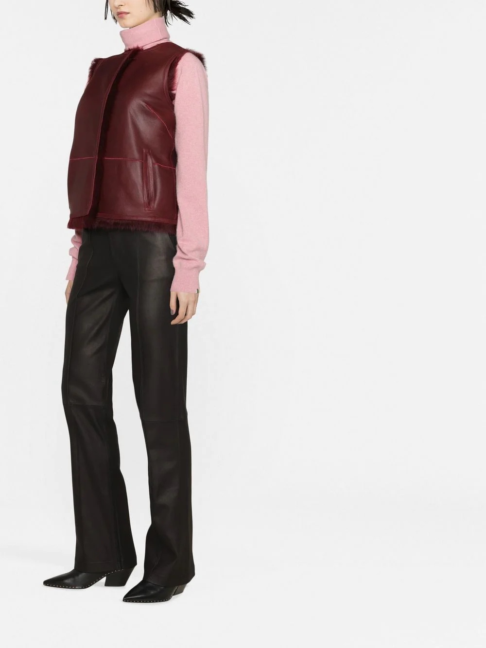 reversible wool gilet - 3