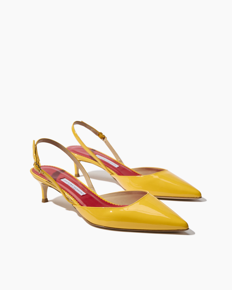 CAROLINA HERRERA Patent Leather Kitten Heel Slingback outlook