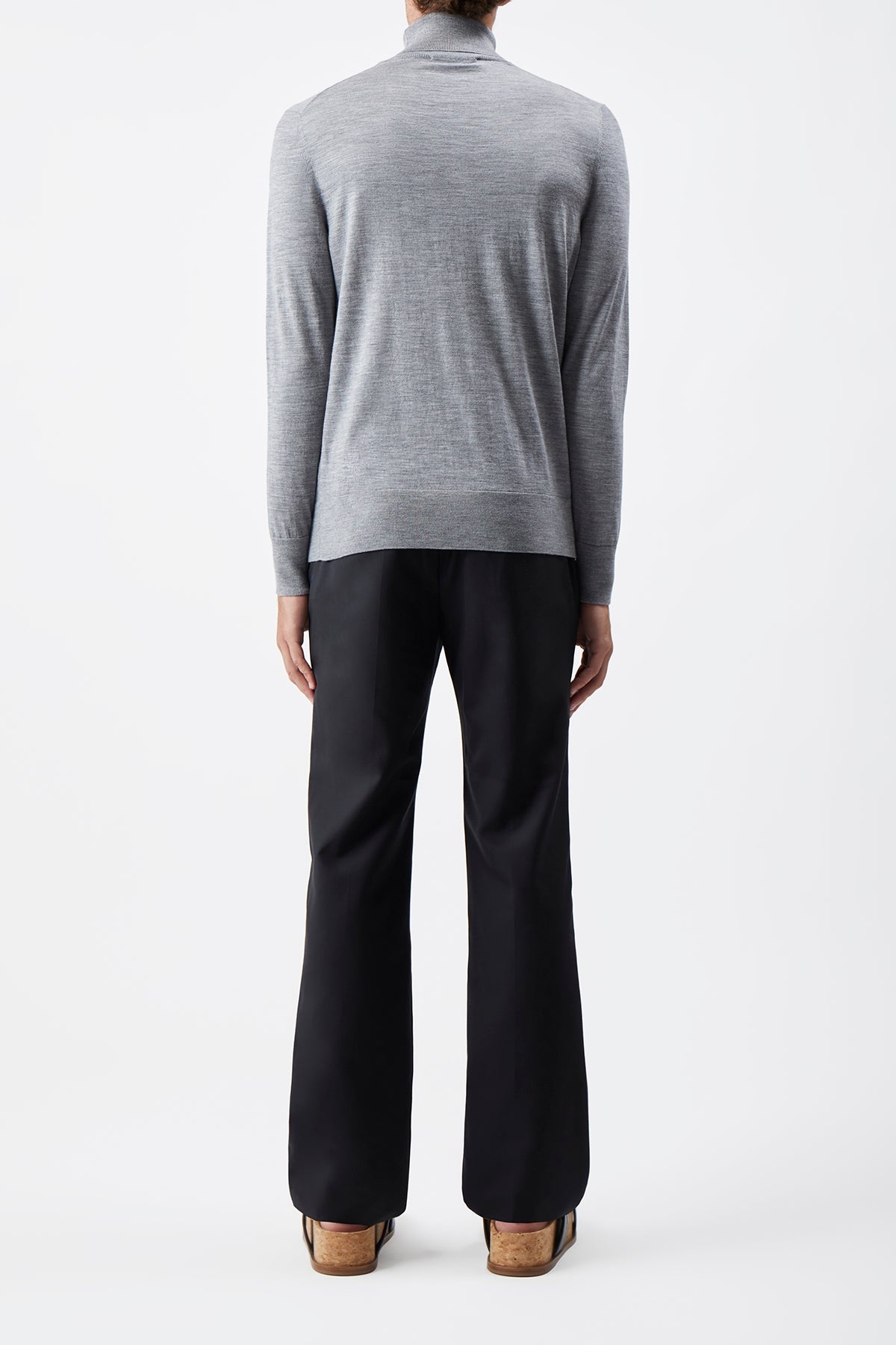 Jermaine Knit Turtleneck in Heather Grey Merino Wool - 4