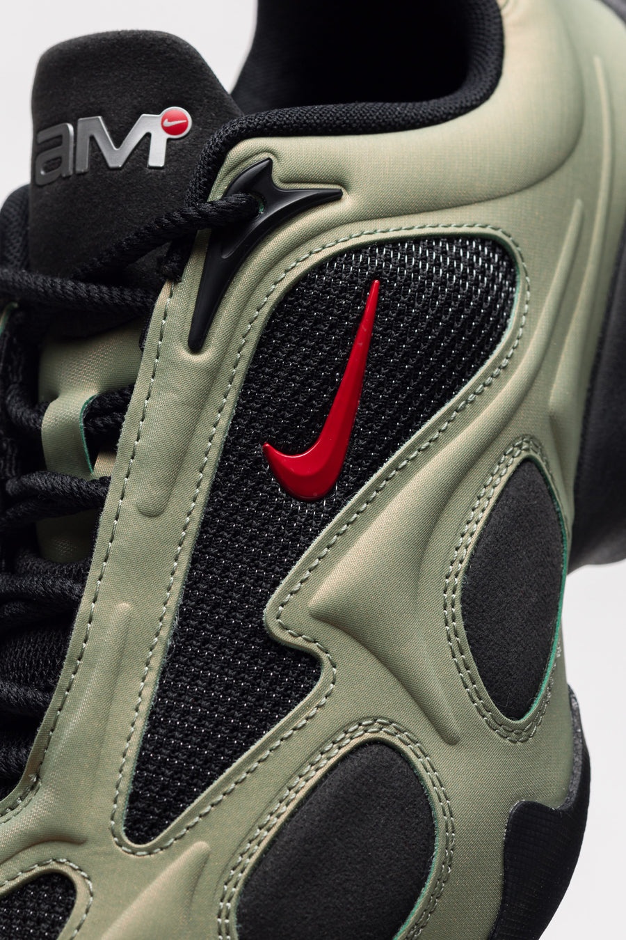 Air Max Muse Sneaker in Black/University Red/Oil Green - 5