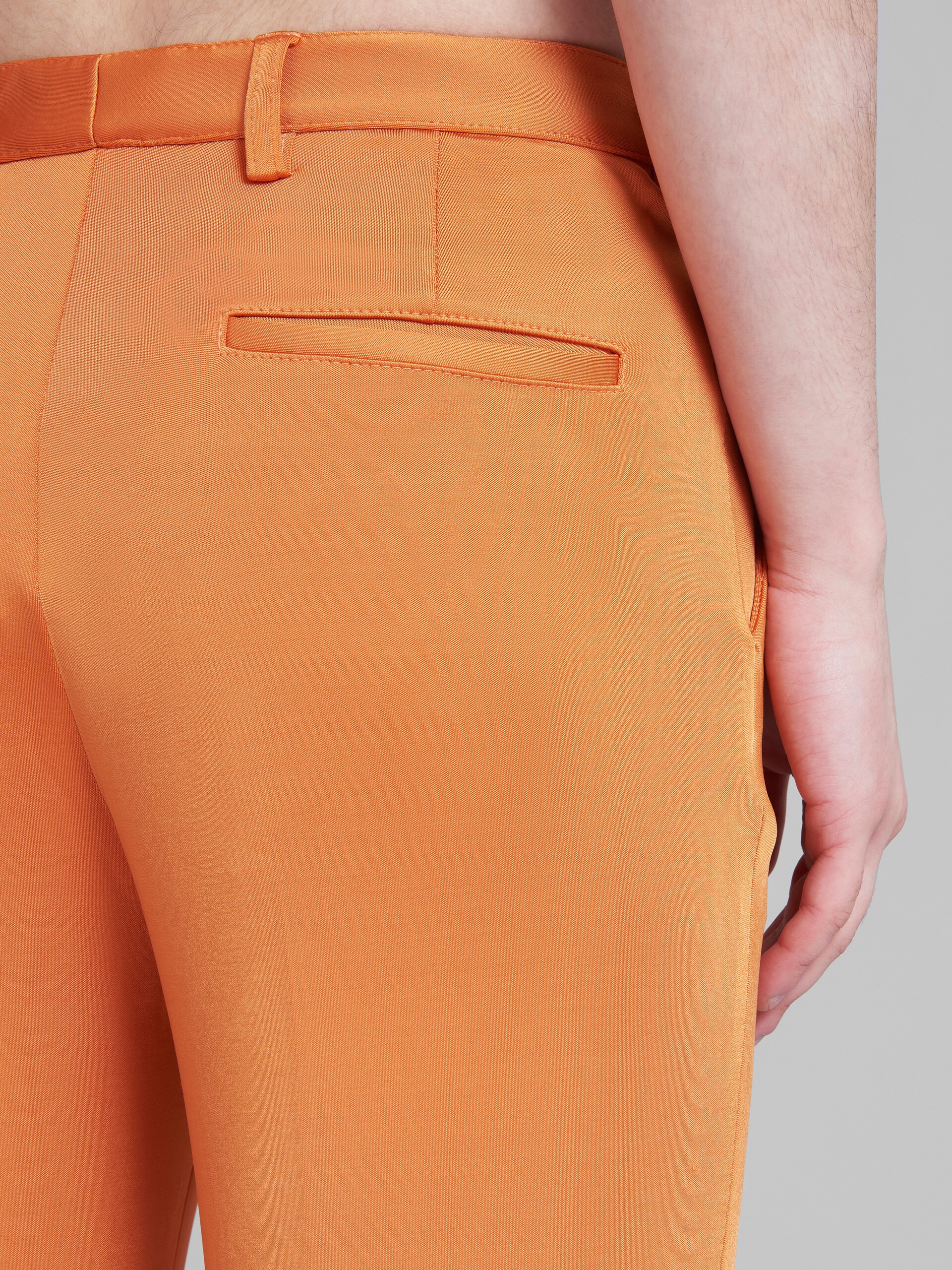 ORANGE STRETCH VISCOSE ORGANZINE TROUSERS - 4