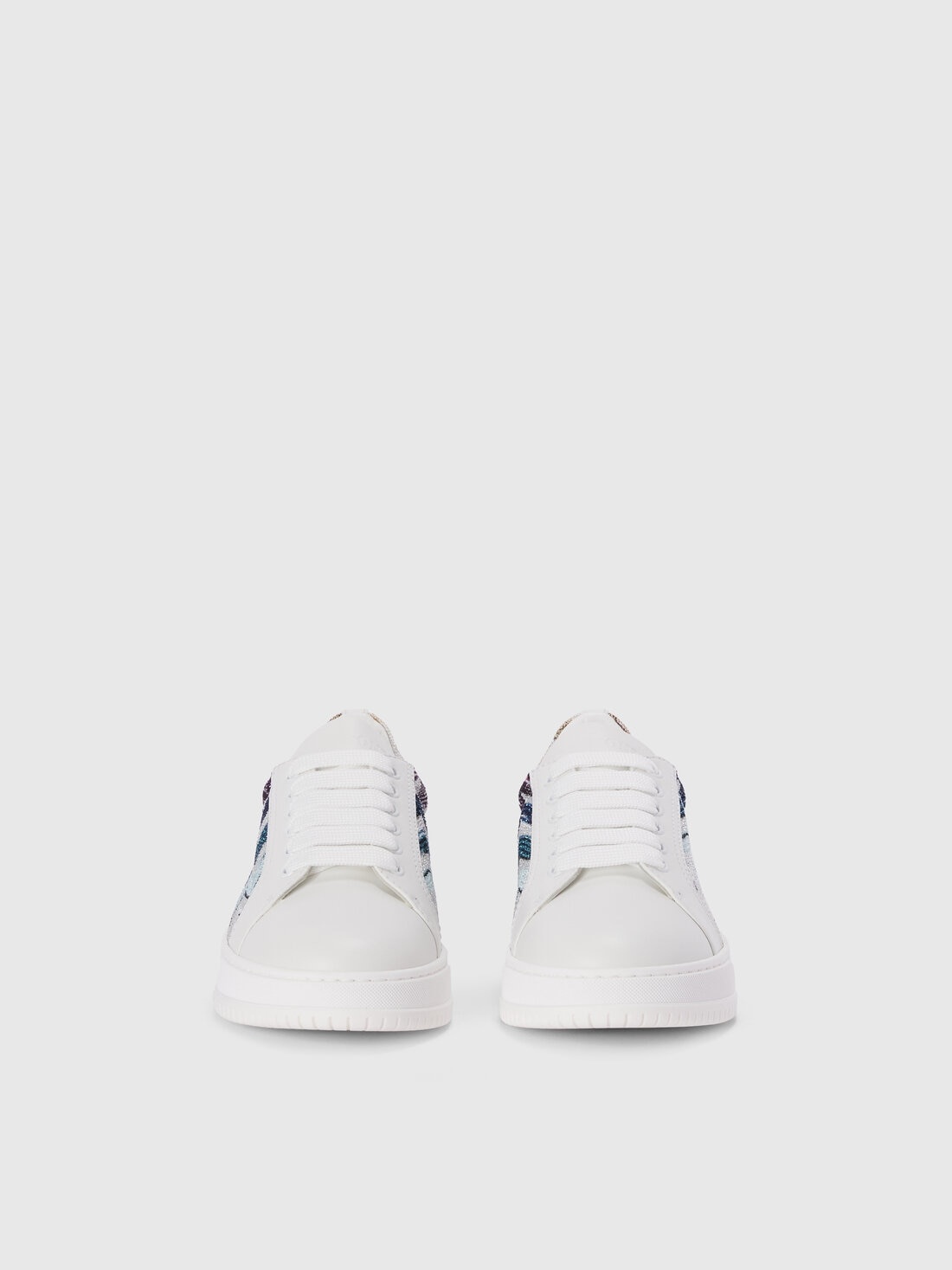 Leather sneakers with zigzag fabric insert - 3