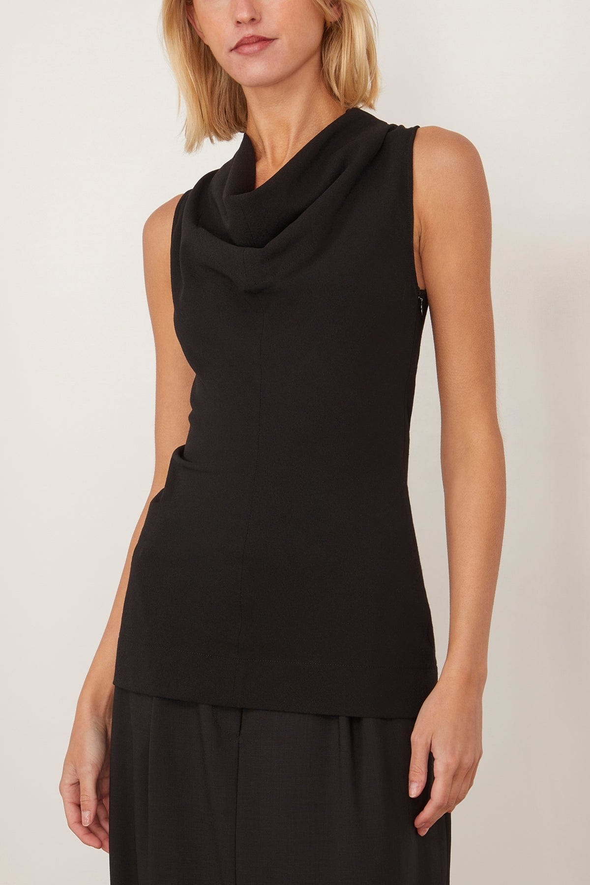 Cowl-Neck Top in Black - 3