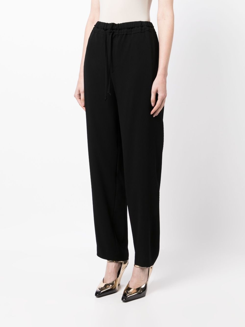 drawstring-waist straight-leg trousers - 3