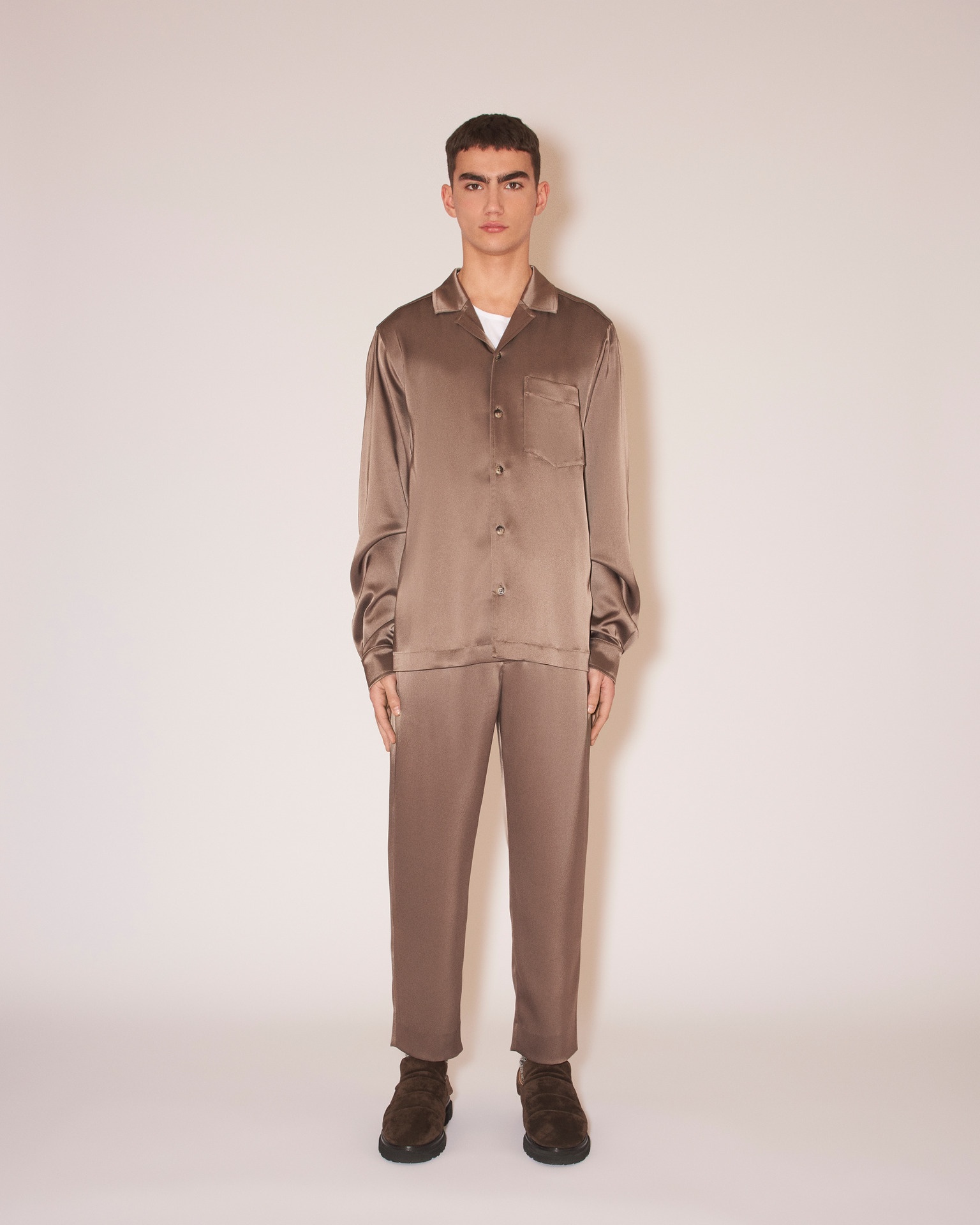 DUCO - Slip-satin shirt - Clay - 2