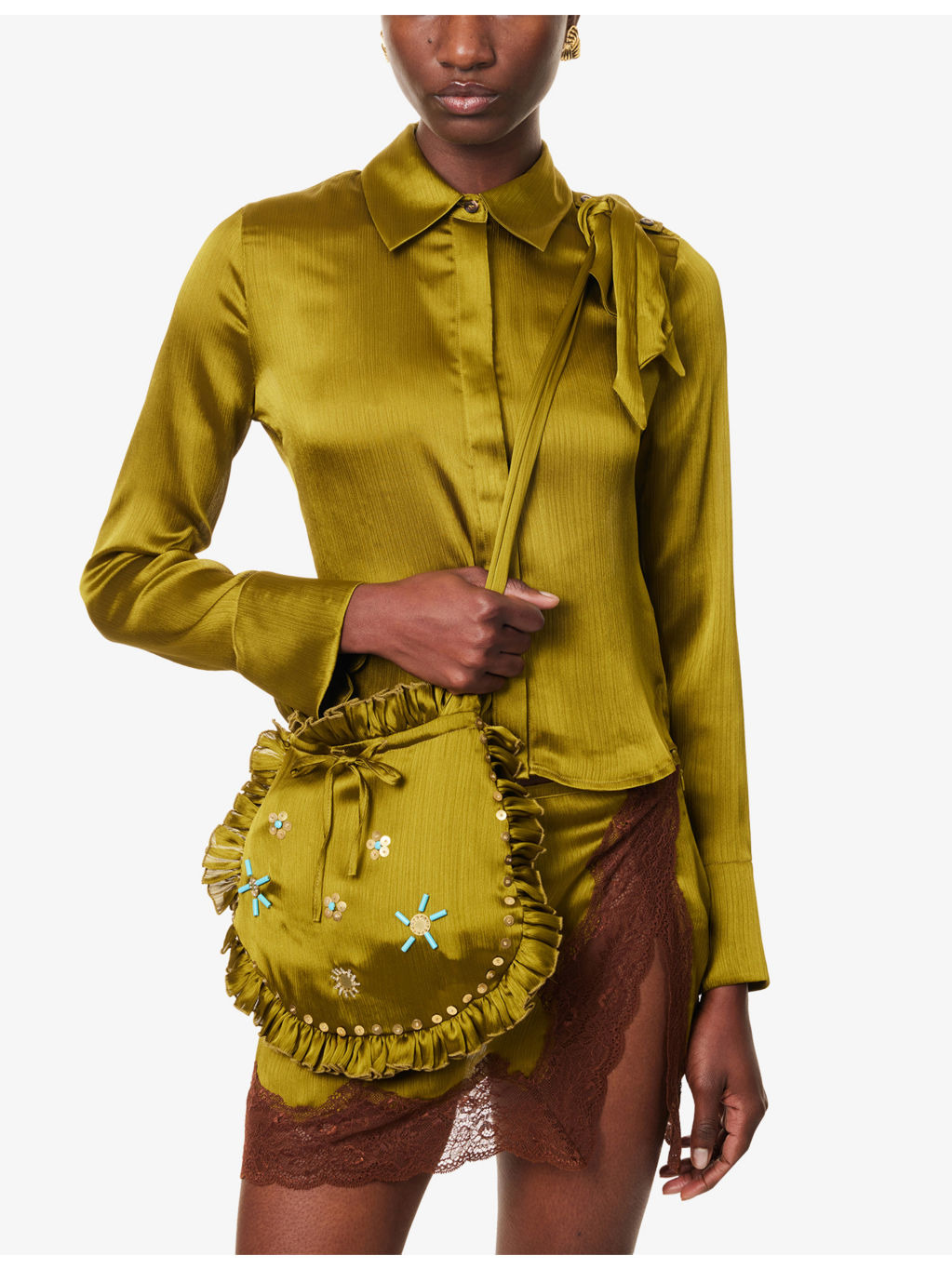 Niera Lace-Embroidery Woven Mini Skirt - 6