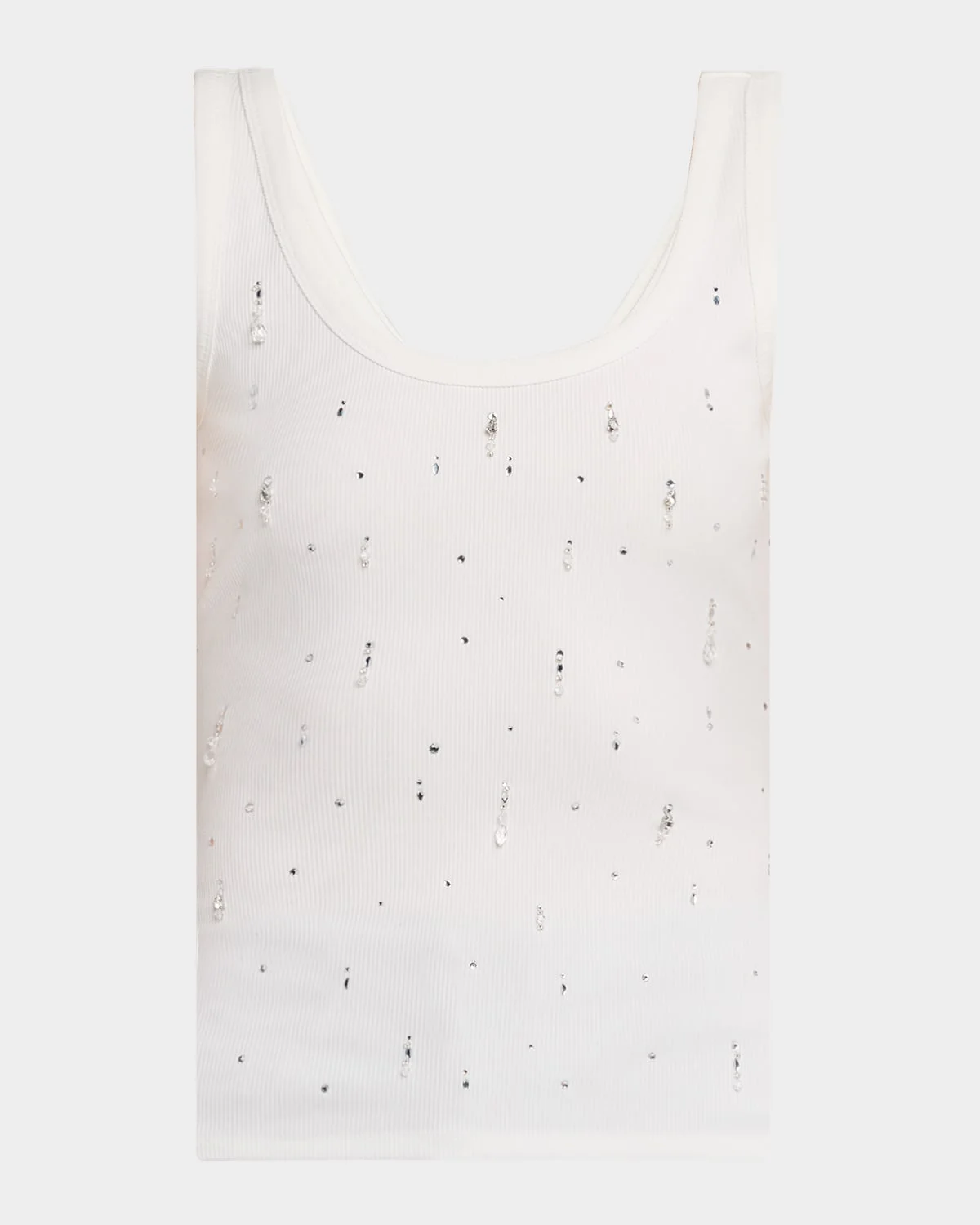 Evita Embellished Rib-Knit Jersey Tank Top - 1