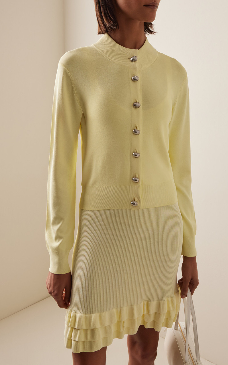 BRANDON MAXWELL The Aubrey Knit Cardigan yellow outlook