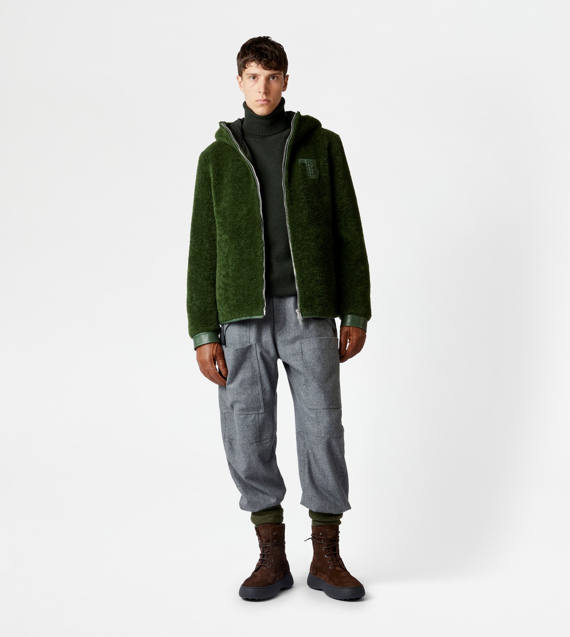 TOD'S JACKET WITH LEATHER INSERTS - GREEN - 2