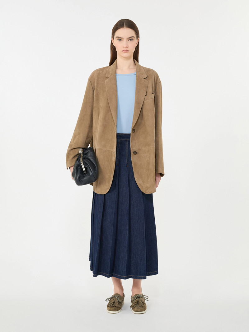 WEEKEND Max Mara Single-breasted suede blazer - MUD outlook