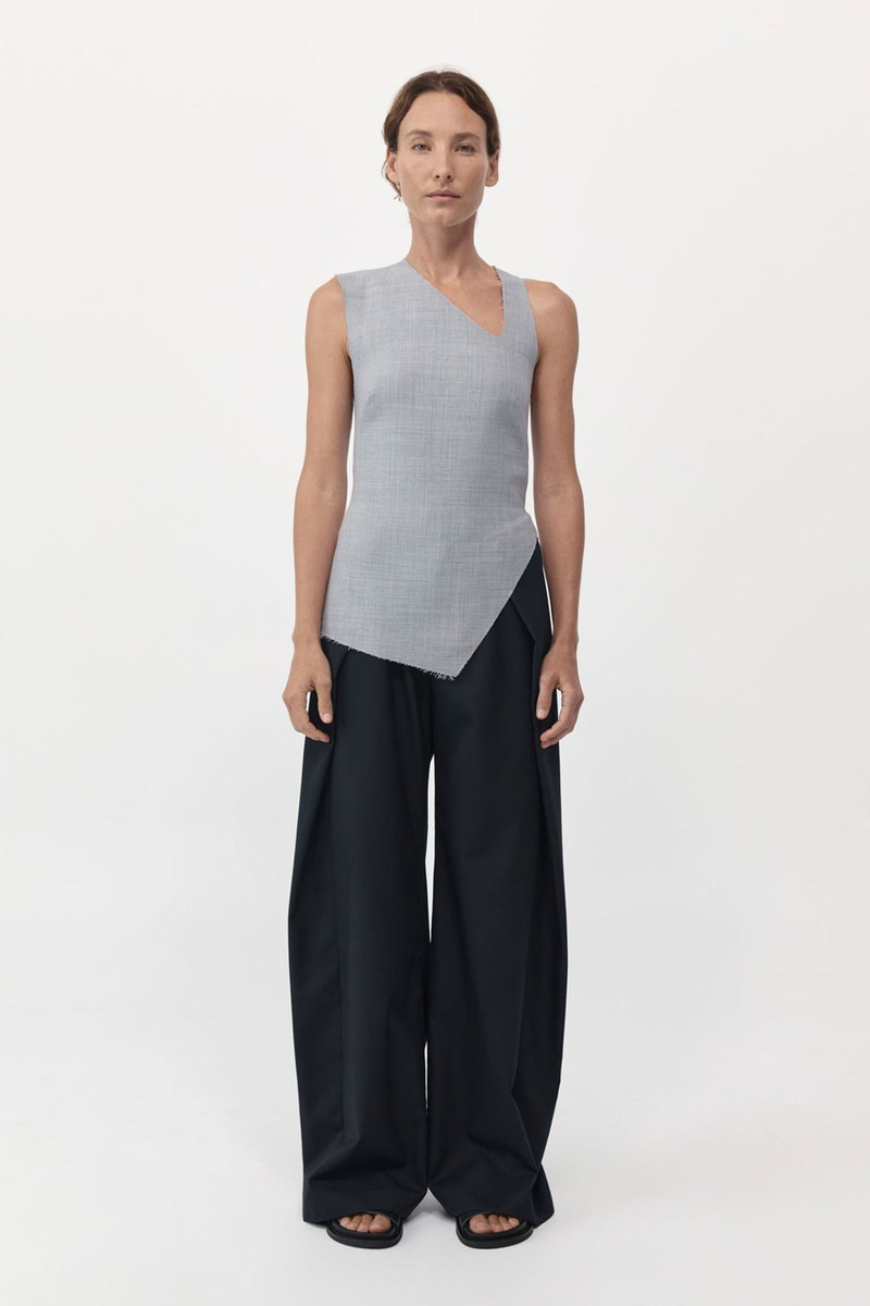 ST. AGNI Asymmetrical Neck Top - Grey Heather outlook