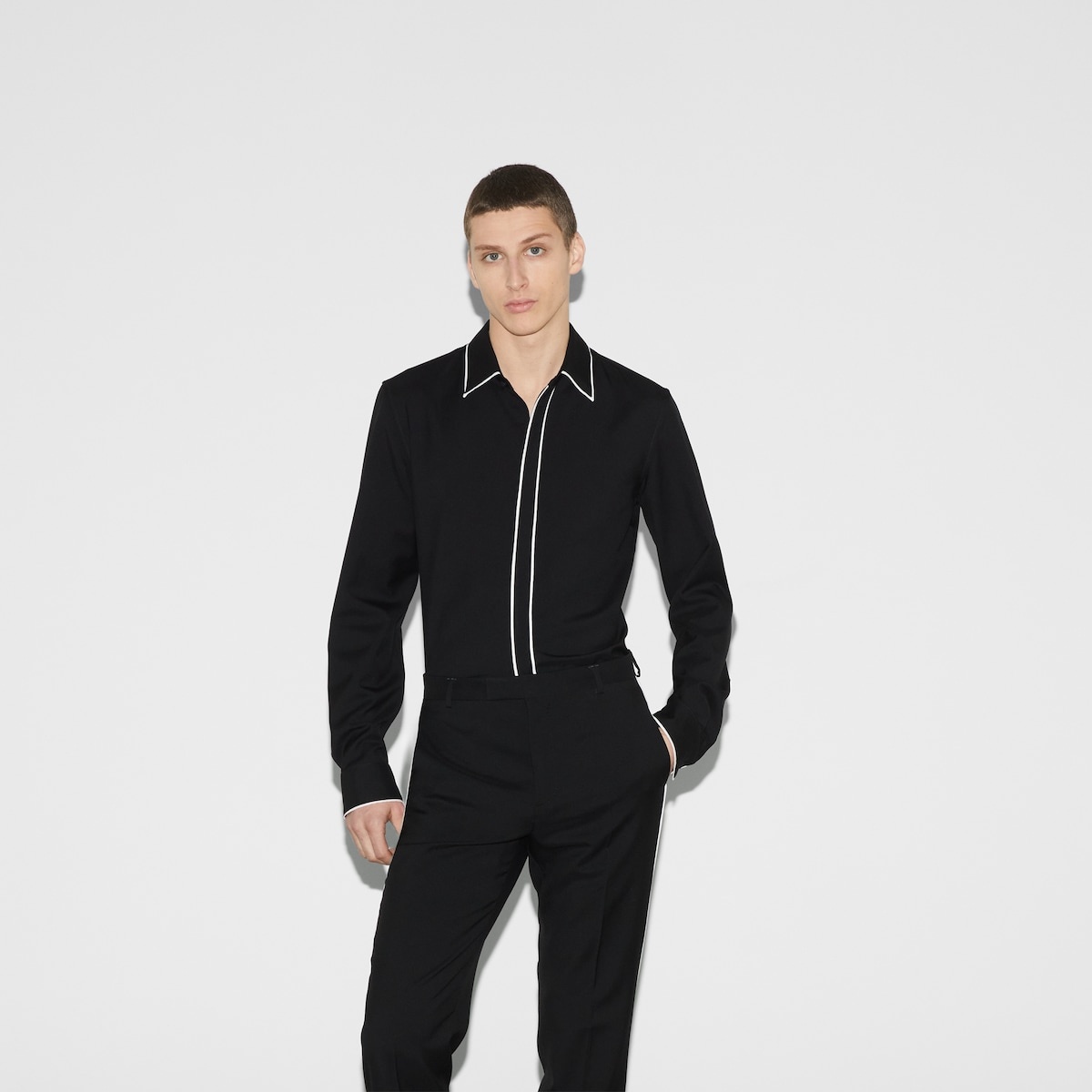 Wool gabardine shirt - 3
