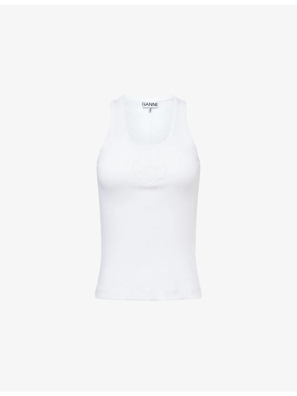 The Scoop-Neck Pointelle-Knit Cotton Tank Top - 1