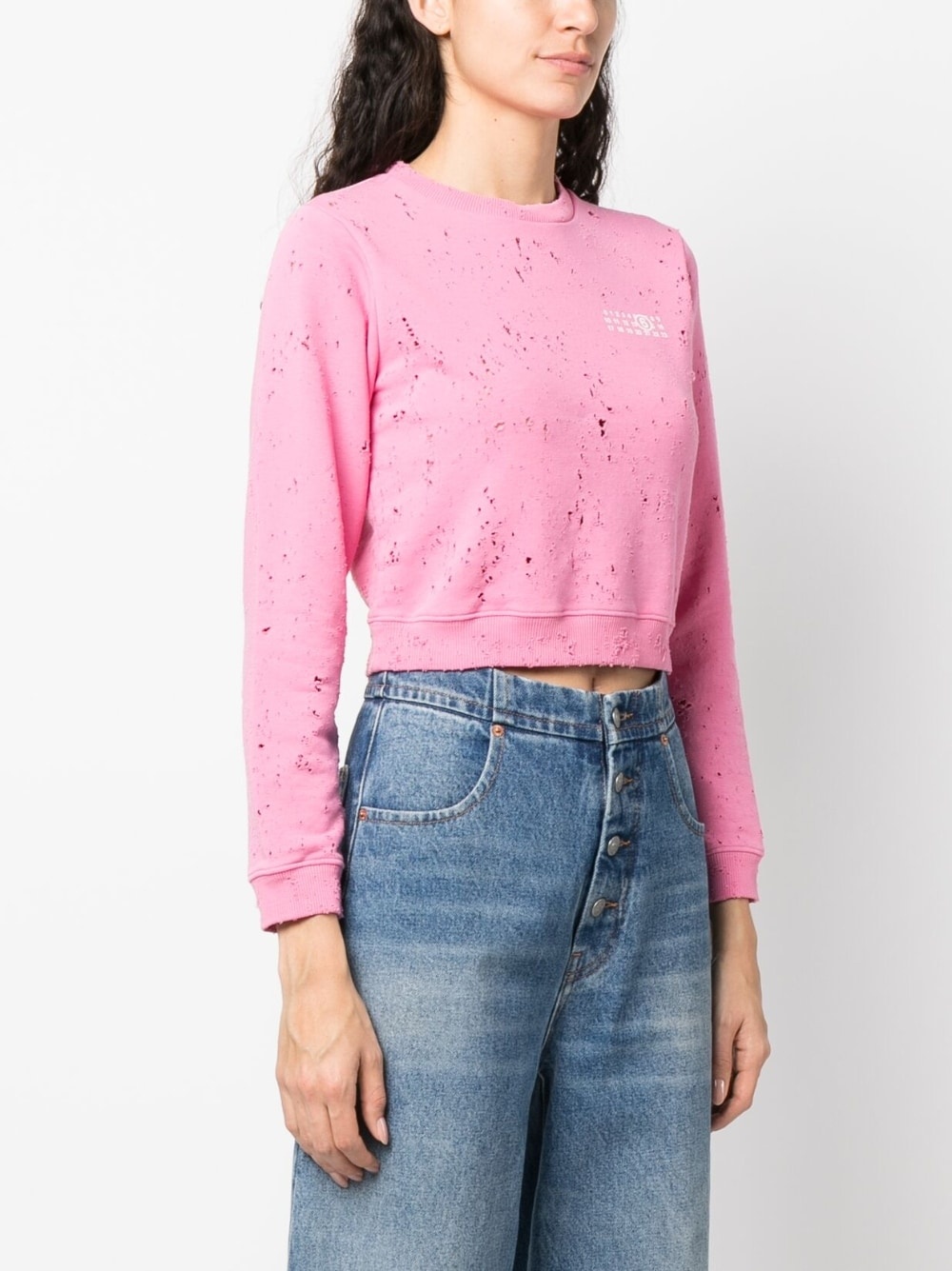 distressed logo-print sweatshirt - 3