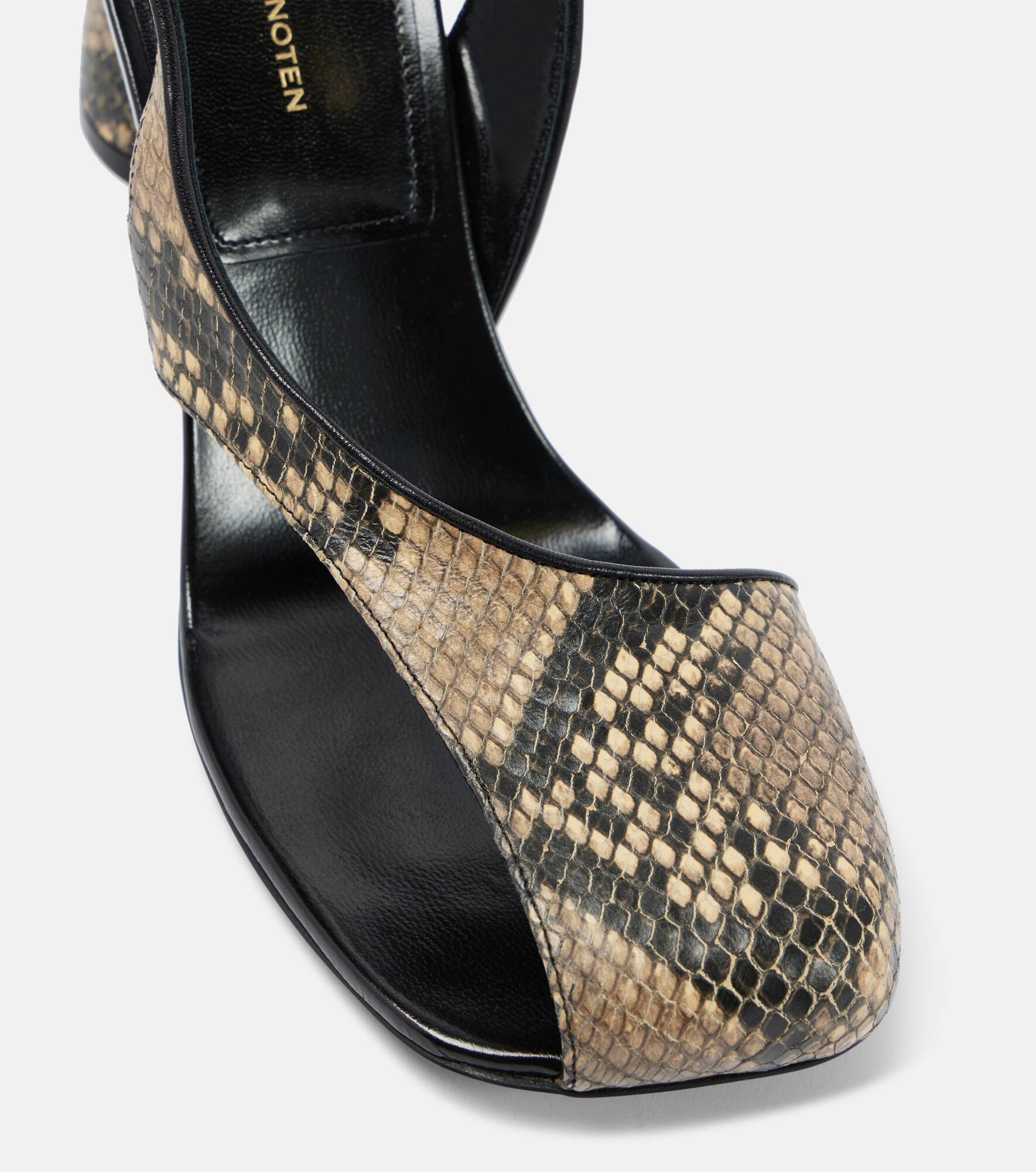 Snake-effect leather sandals - 5