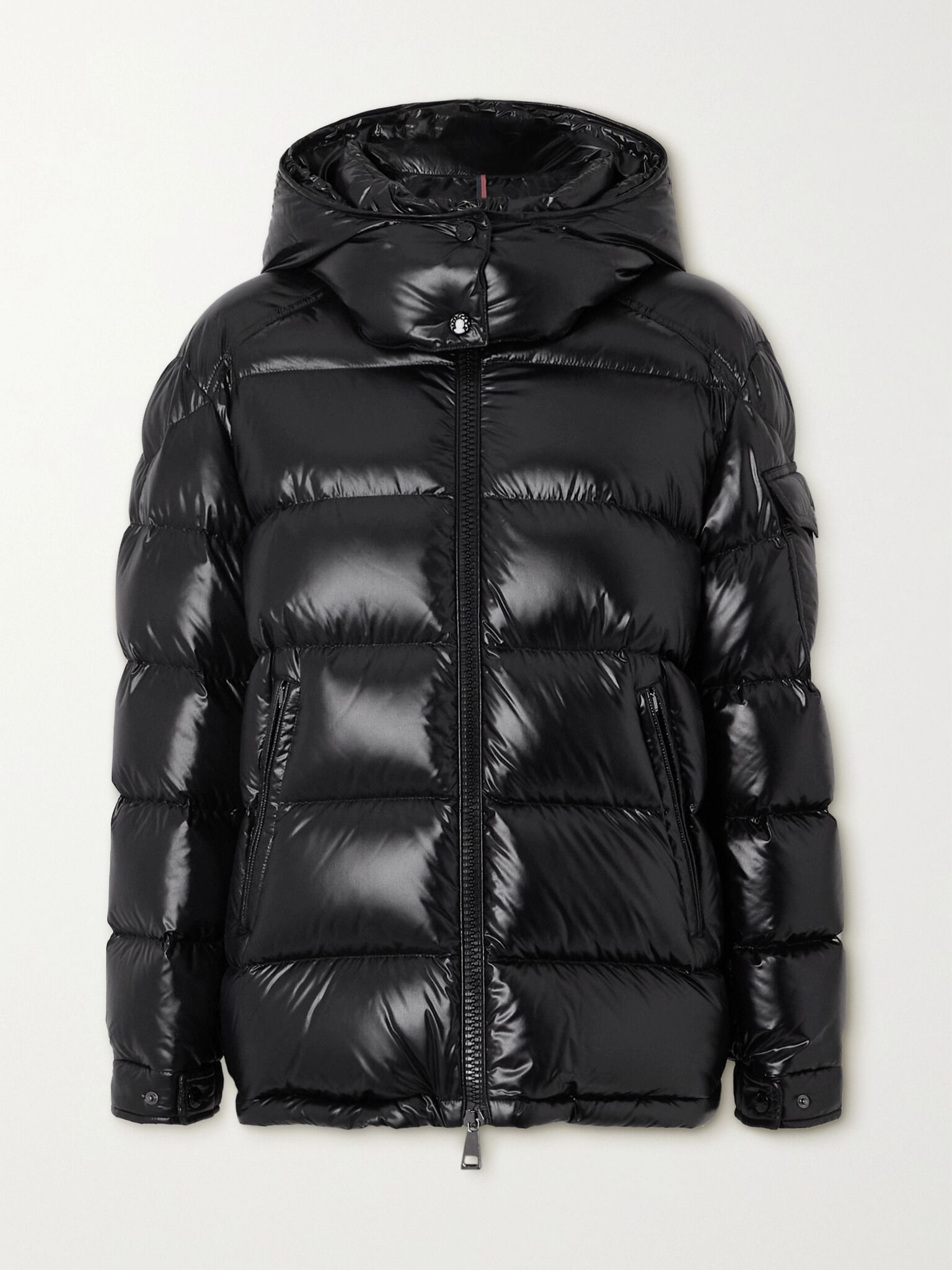 Maire hooded quilted glossed-shell down jacket Black - 1