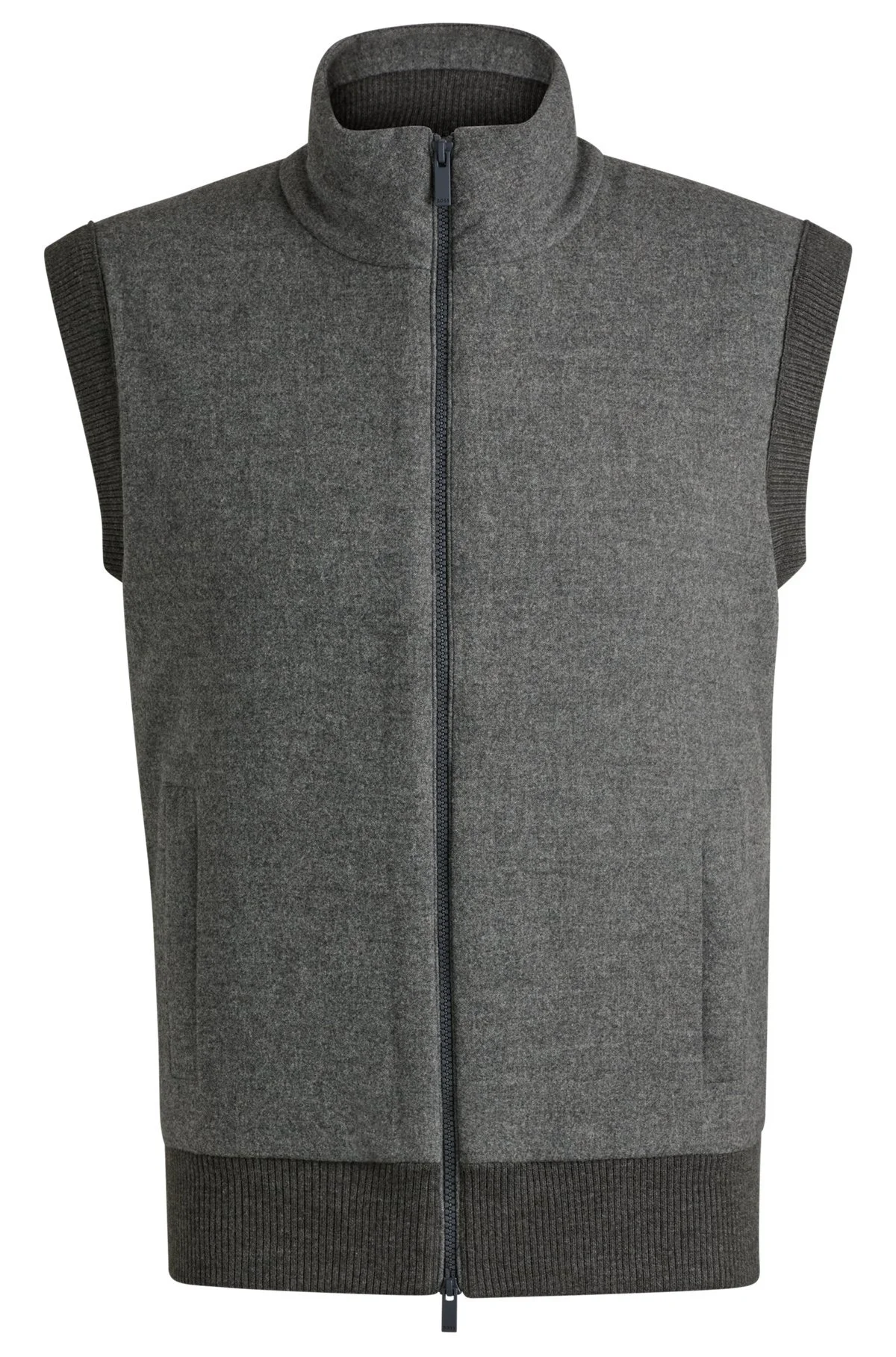 REGULAR-FIT GILET WITH BRUSHED-FLANNEL FRONT - 1