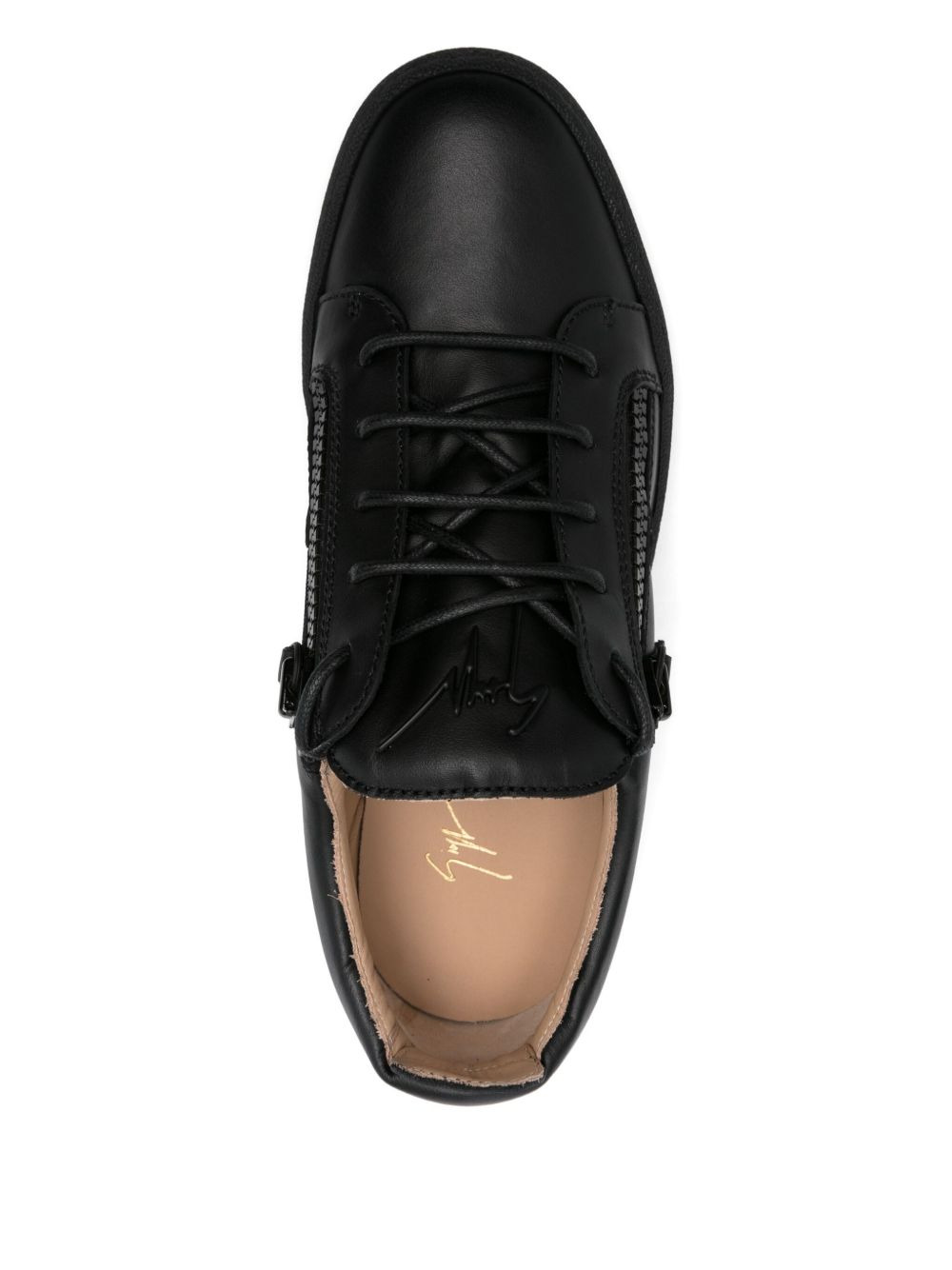 lace-up leather sneakers - 4