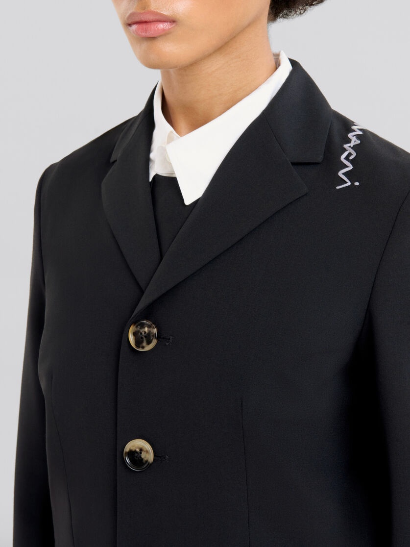 BLACK WOOL BLEND JACKET WITH MARNI SYMBOL - 4