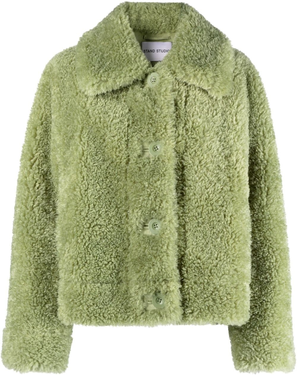 faux shearling button-up jacket - 1