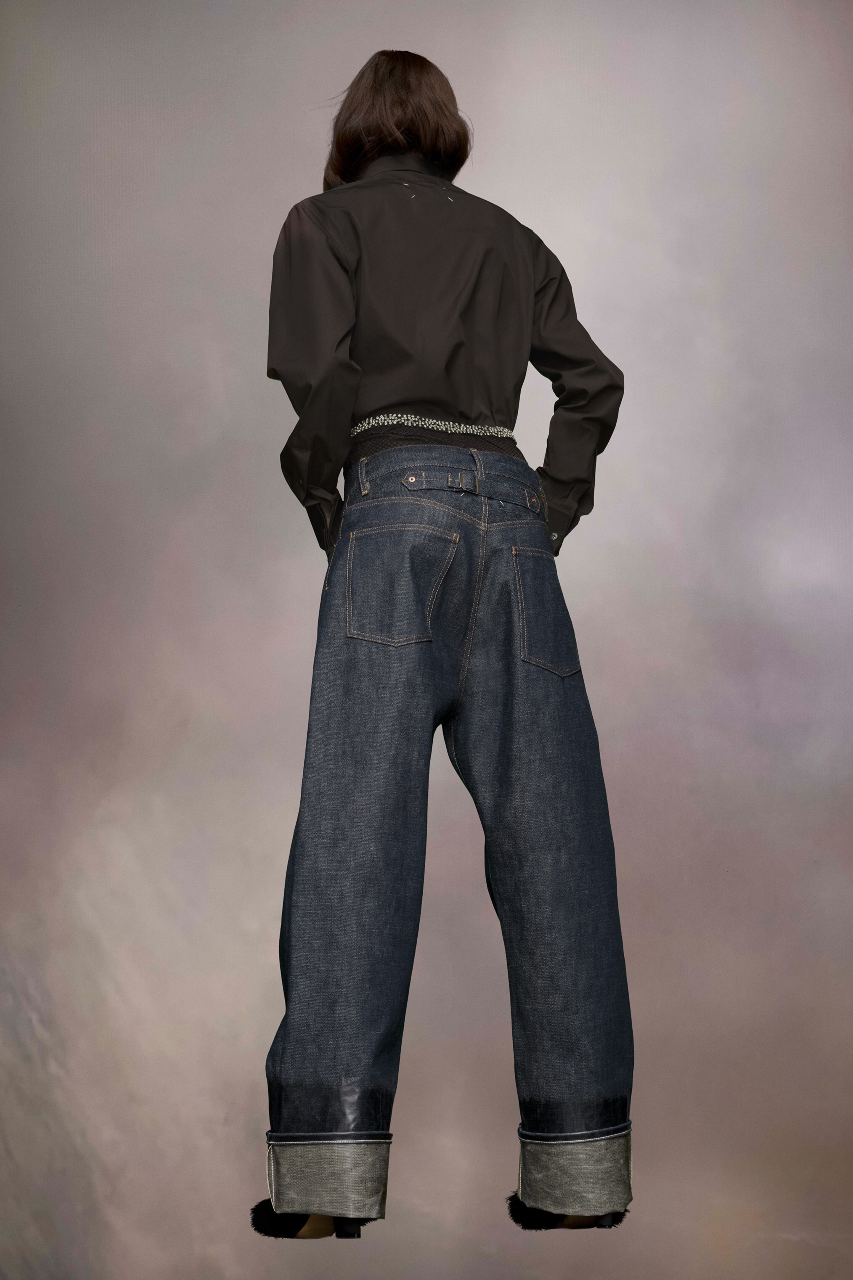 Lacquered turn-up jeans - 4